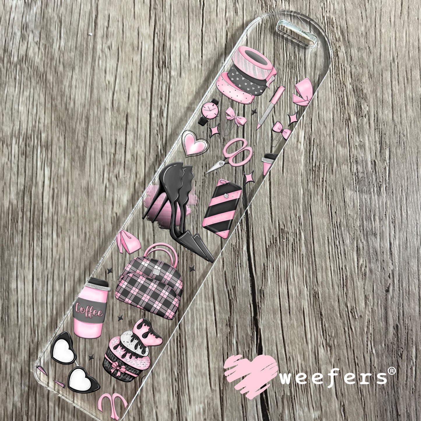 Pink and Grey Planner Girl UV DTF Cup Wrap - Exclusive WEEFERS WRAP Bookmark Weefers