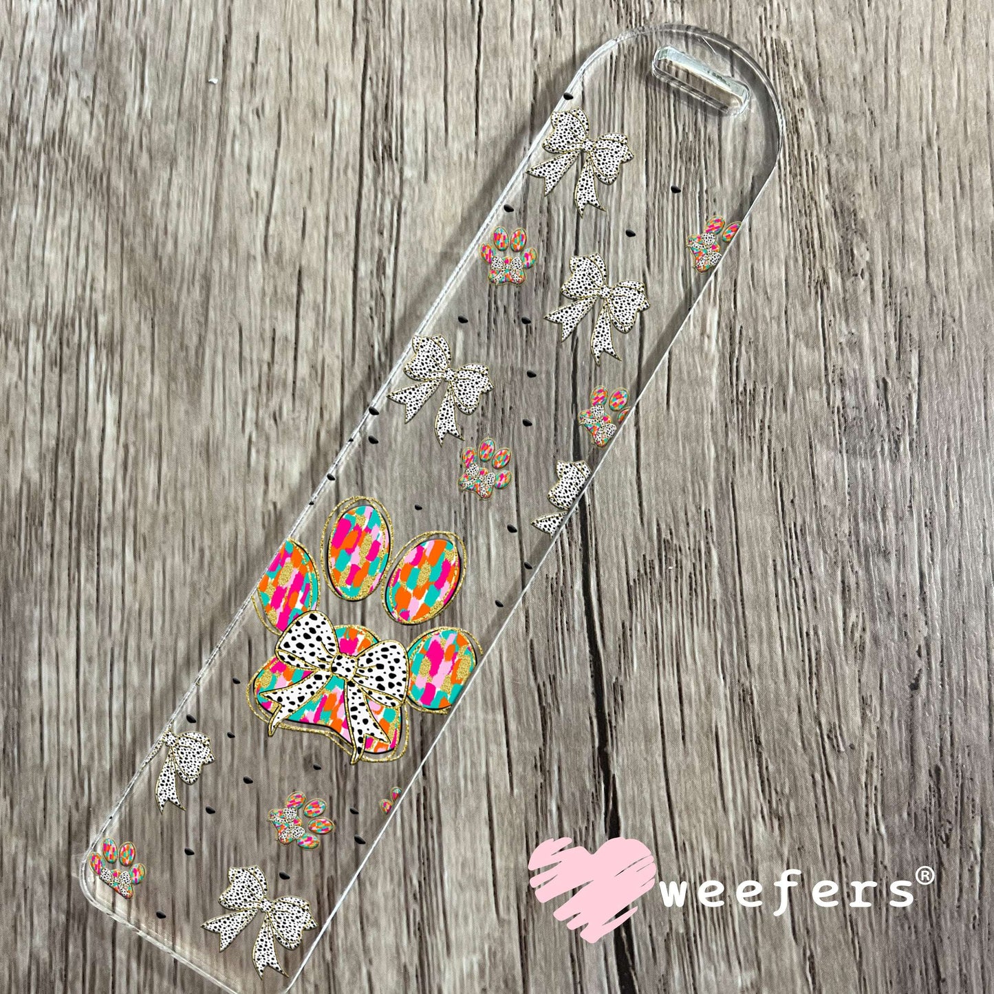 Dog Paw and Black Dotted Bows UV DTF Cup Wrap - Exclusive WEEFERS WRAP Bookmark Weefers