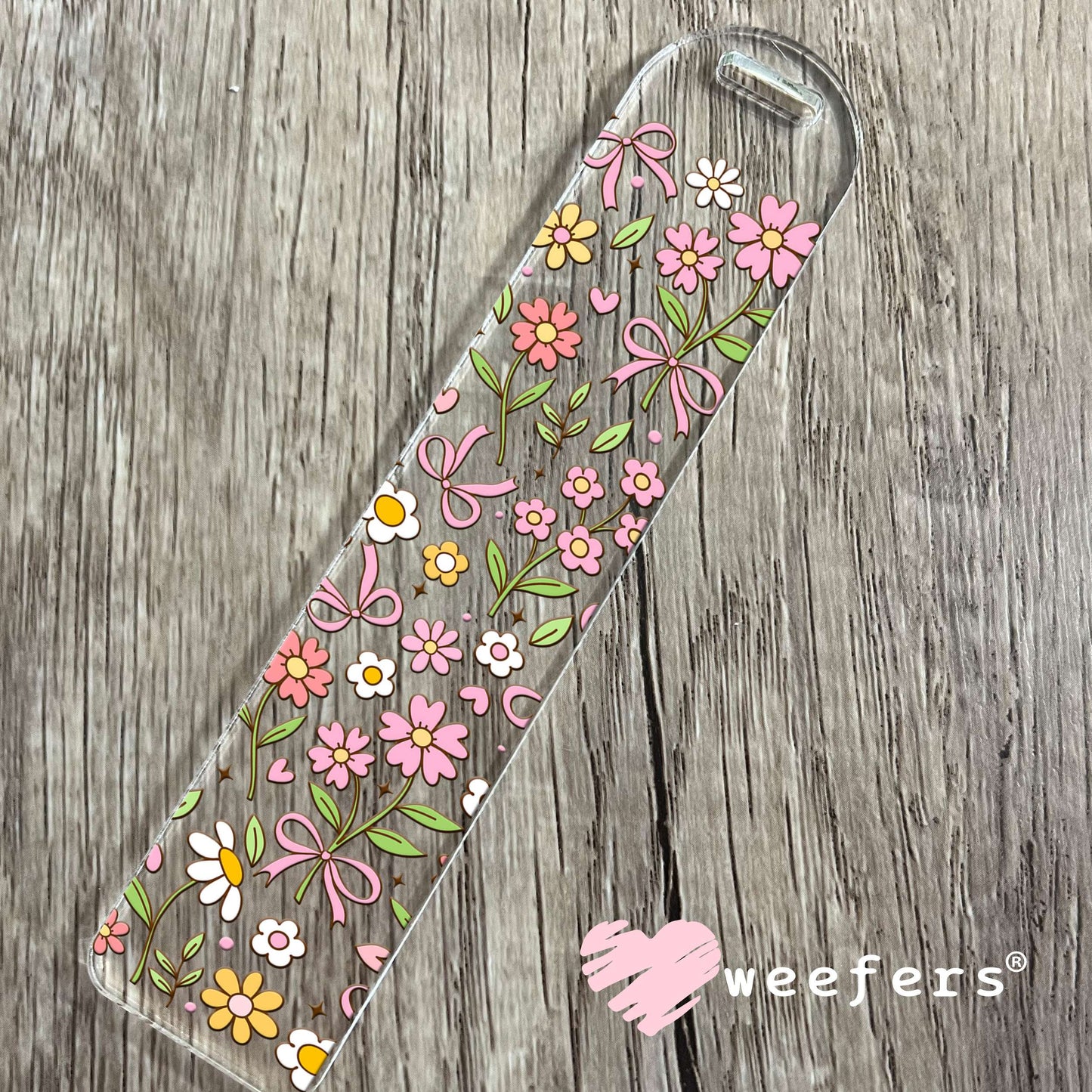 Pink and White Dainty Wild Flowers UV DTF Cup Wrap Bookmark Weefers