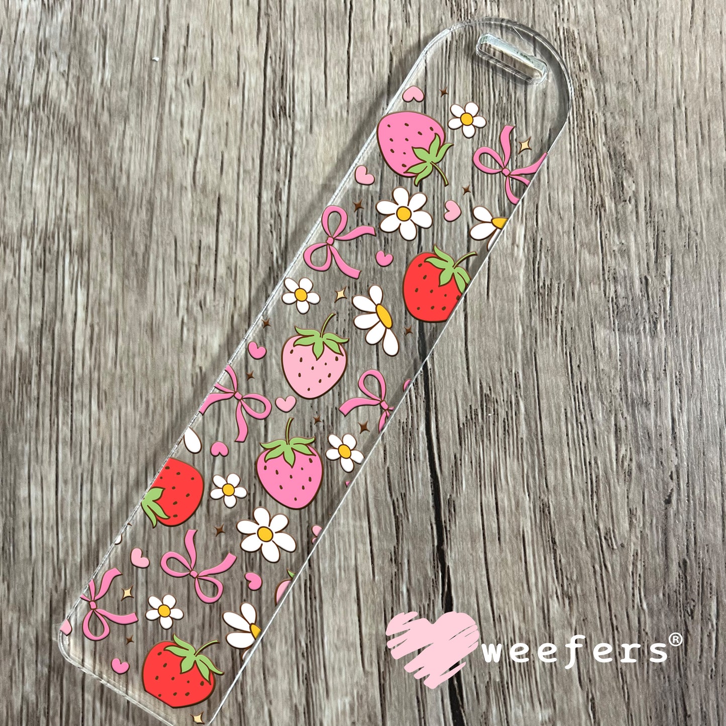 Strawberries Flowers and Bows UV DTF Cup Wrap Bookmark Weefers