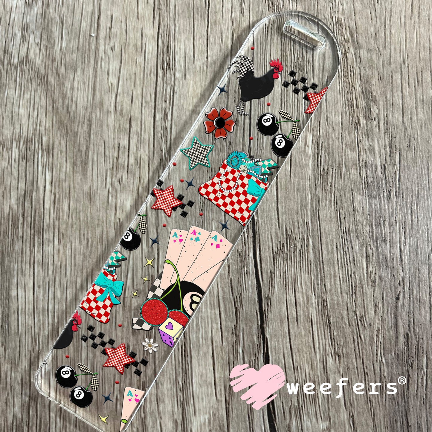 Aces Eight Balls and Roosters UV DTF Cup Wrap - Weefers Exclusive Wrap Bookmark Weefers