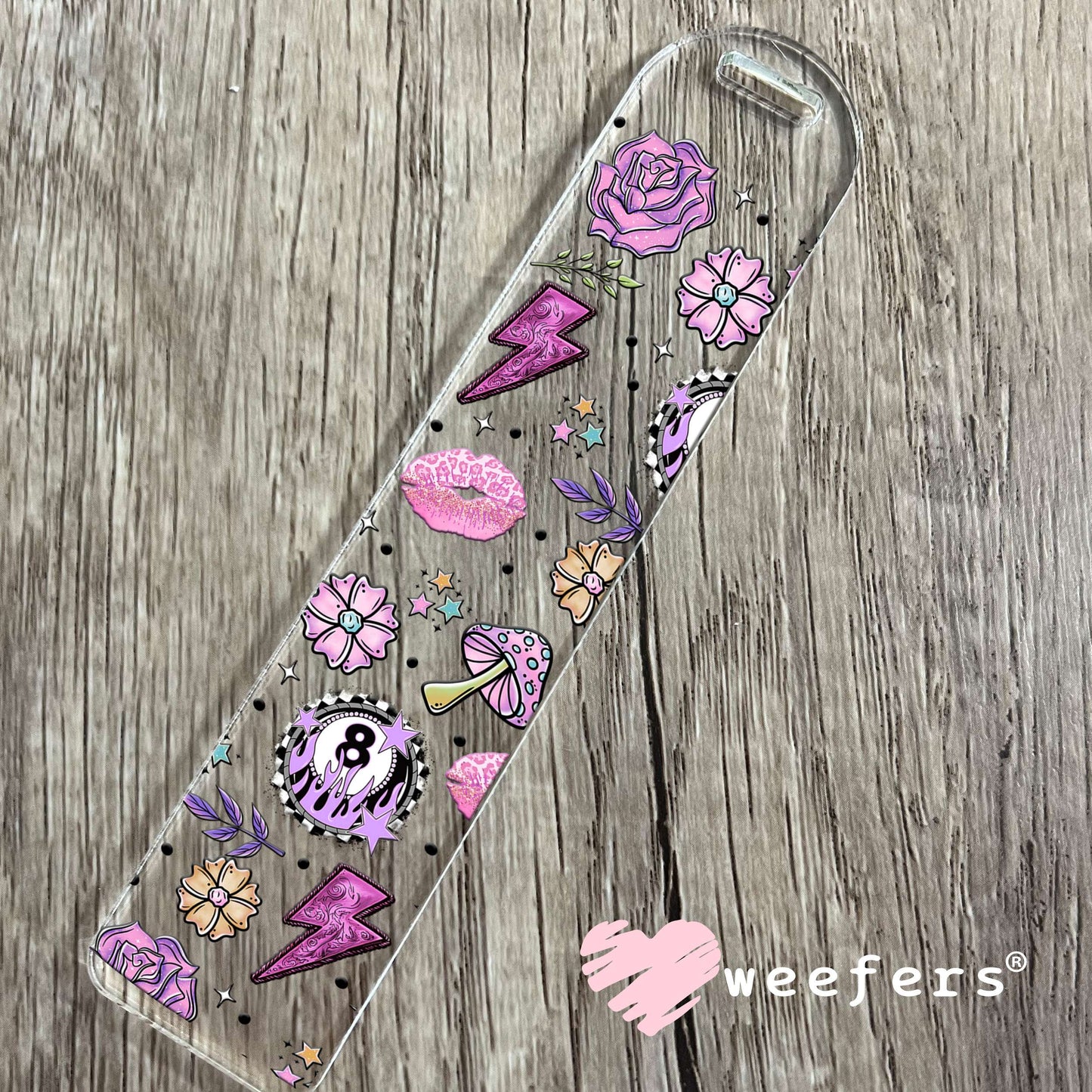 Purple Eight Ball Lightening Bolts and Roses UV DTF Cup Wrap - Weefers Exclusive Wrap Bookmark Weefers