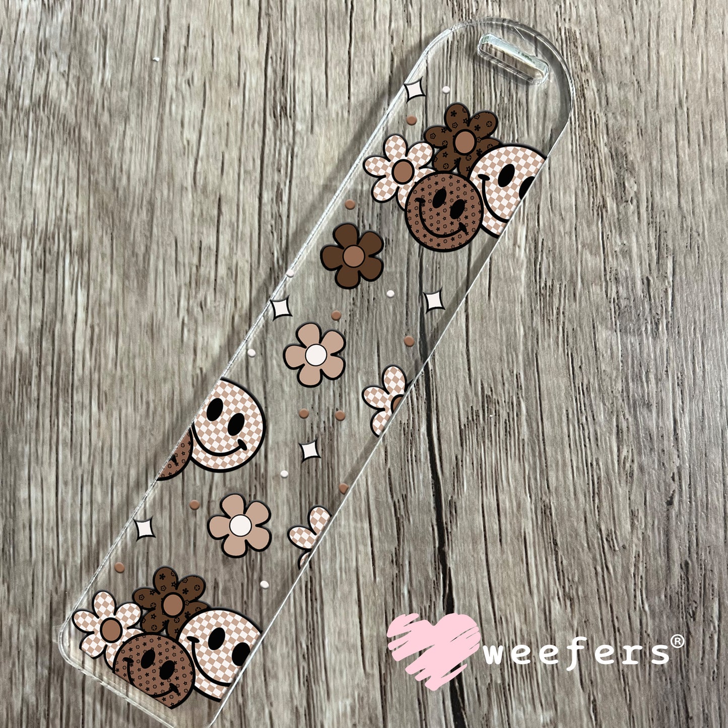 Brown and Neutral Brown Smile Faces Friends UV DTF Cup Wrap - Weefers Exclusive Wrap Bookmark Weefers