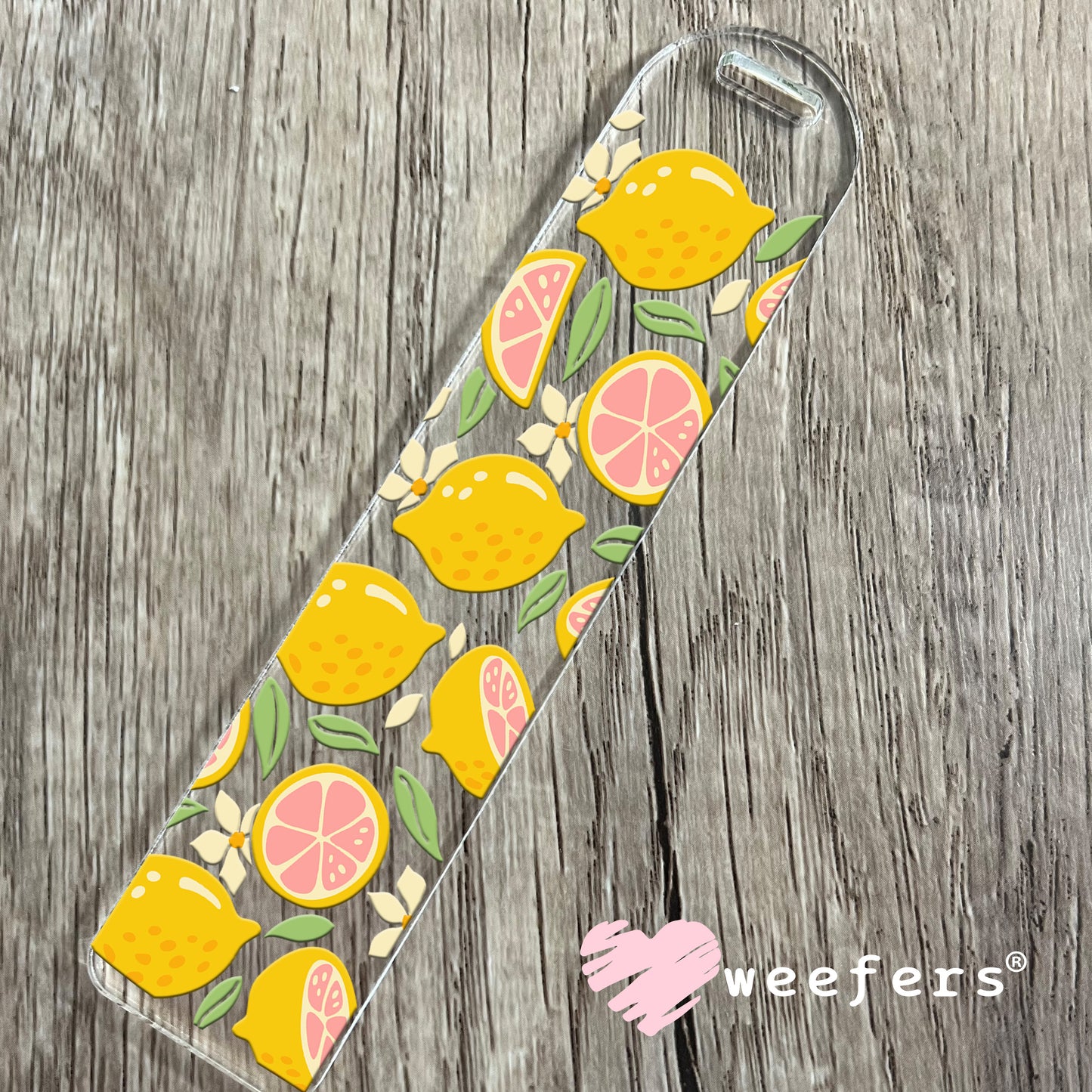 Pink and Yellow Lemons UV DTF Cup Wrap Bookmark Weefers