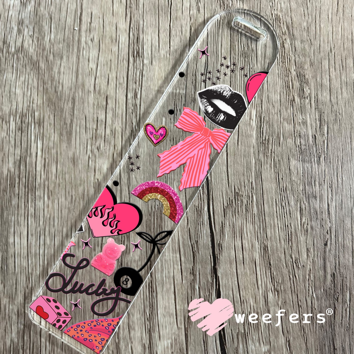 Lucky Pink Jaguar UV DTF Cup Wrap - Weefers Exclusive Wrap Bookmark Weefers