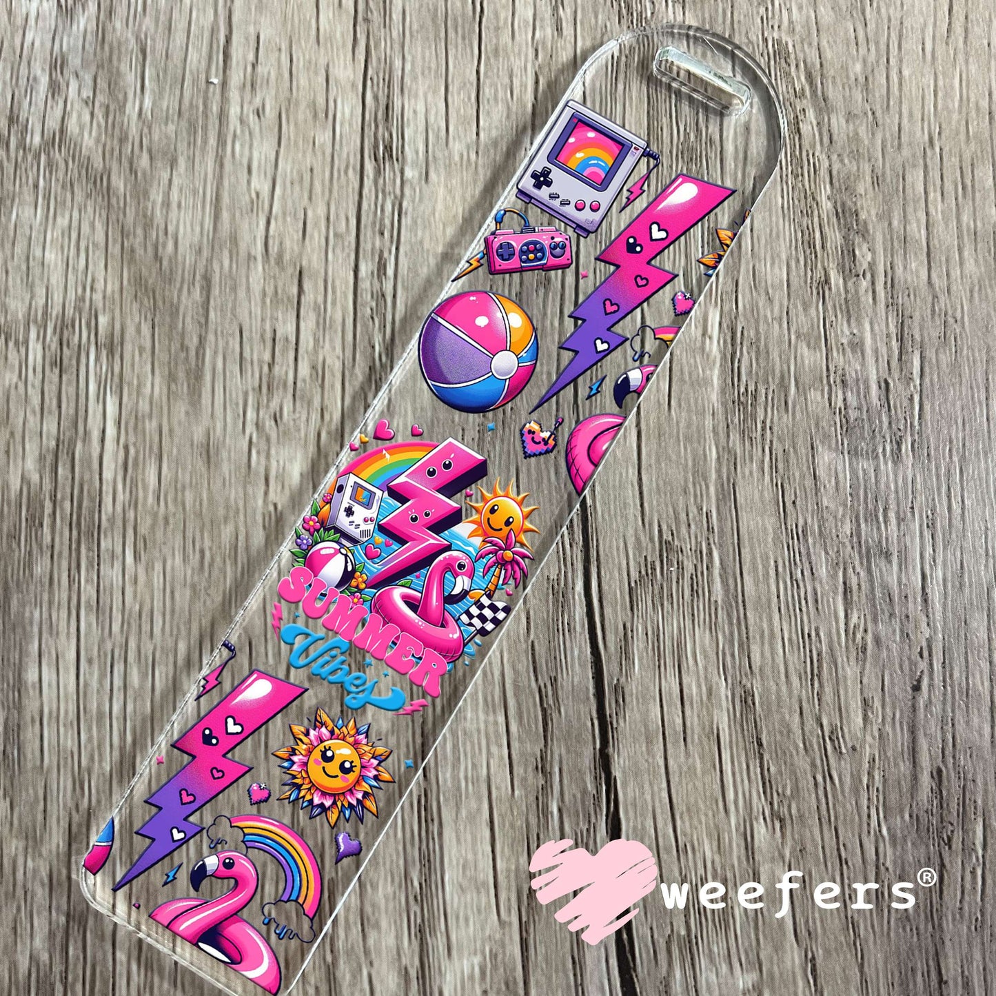 Summer Vibes Flamingo Floaty UV DTF Cup Wrap Bookmark Weefers