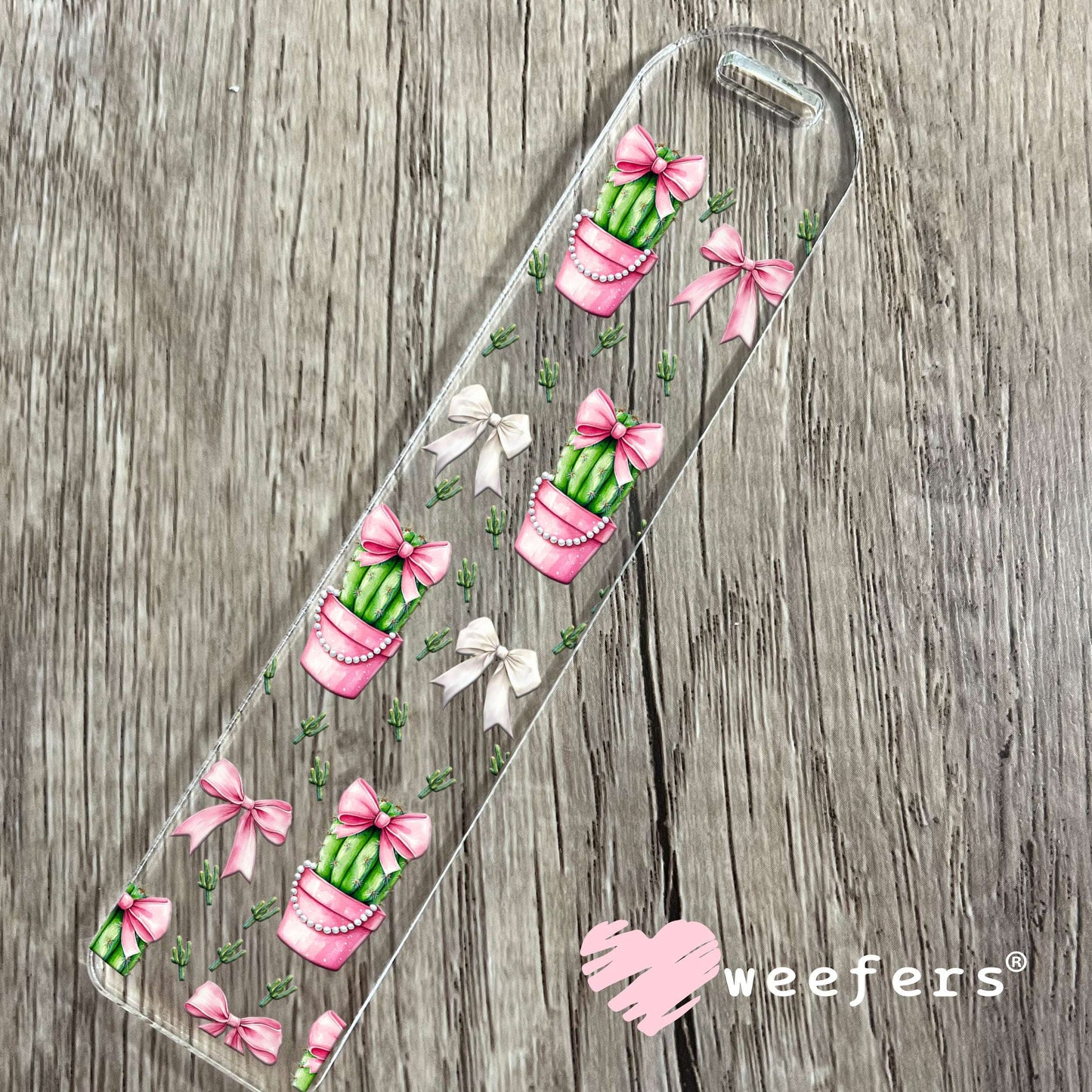 Pink Coquette Cactus UV DTF Cup Wrap - Weefers Exclusive Wrap Bookmark Weefers