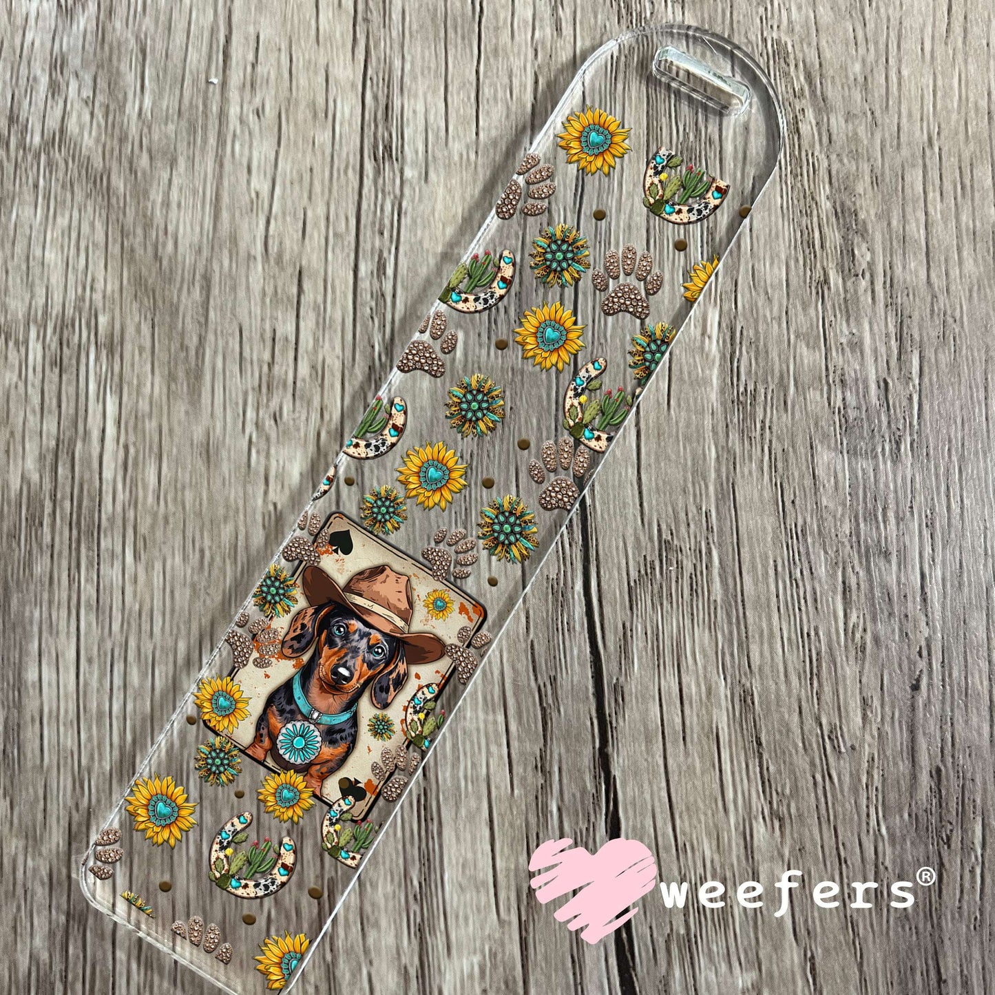 Cowboy Dachshund Dog UV DTF Cup Wrap - Weefers Exclusive Wrap Bookmark Weefers
