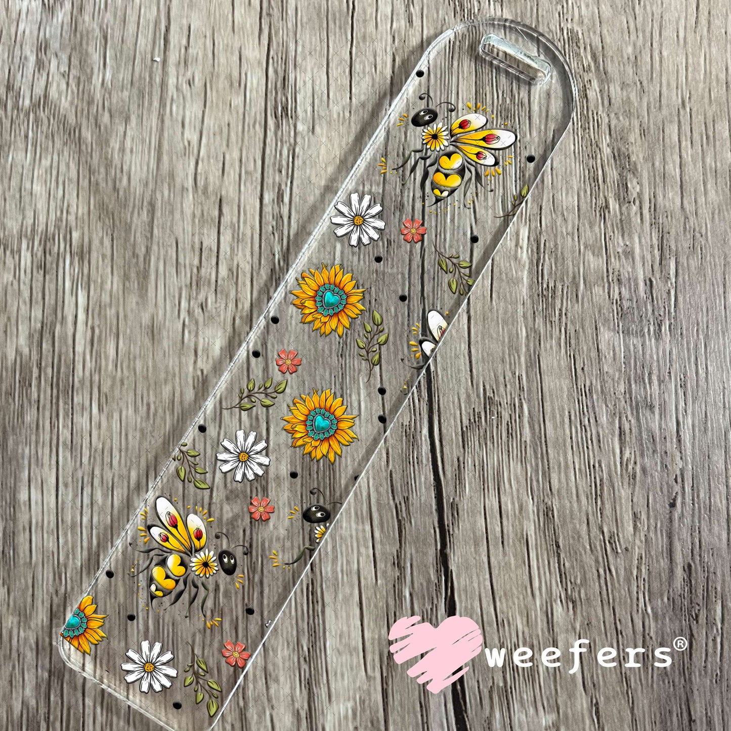 Fancy Flower Bees UV DTF Cup Wrap - Weefers Exclusive Wrap Bookmark Weefers