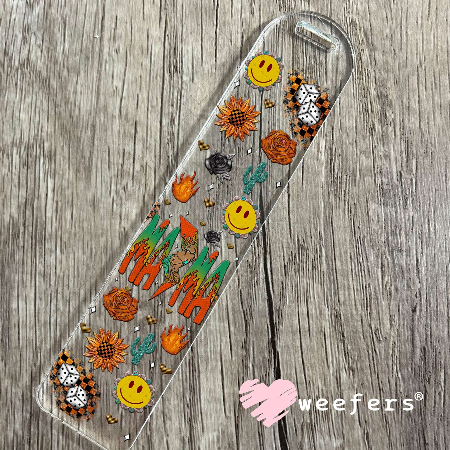 Mama Green and Orange Lightening Bolt UV DTF Cup Wrap - Weefers Exclusive Wrap Bookmark Weefers