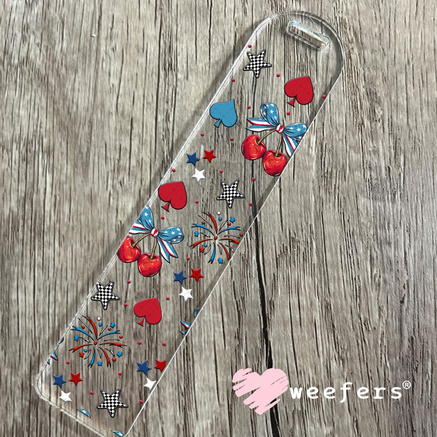4th of July Cherries and Sparkles UV DTF Cup Wrap - Weefers Exclusive Wrap Bookmark Weefers