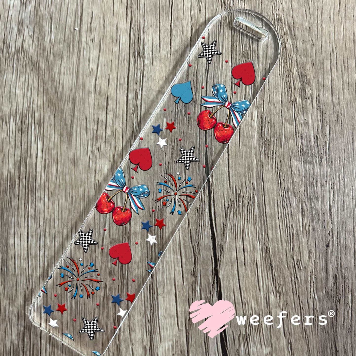 4th of July Cherries and Sparkles UV DTF Cup Wrap - Weefers® Exclusive Bookmark Weefers