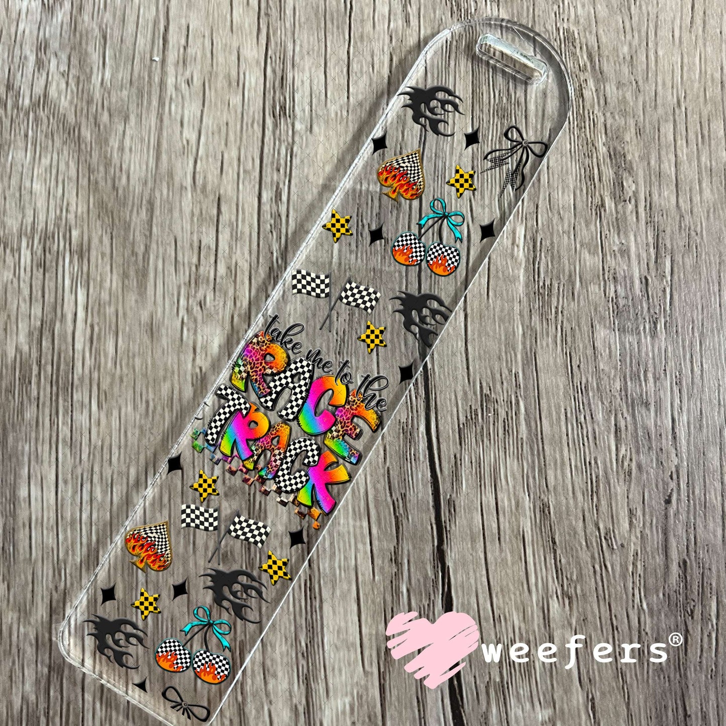Take Me to the Racetrack UV DTF Cup Wrap - Weefers® Exclusive Bookmark Weefers