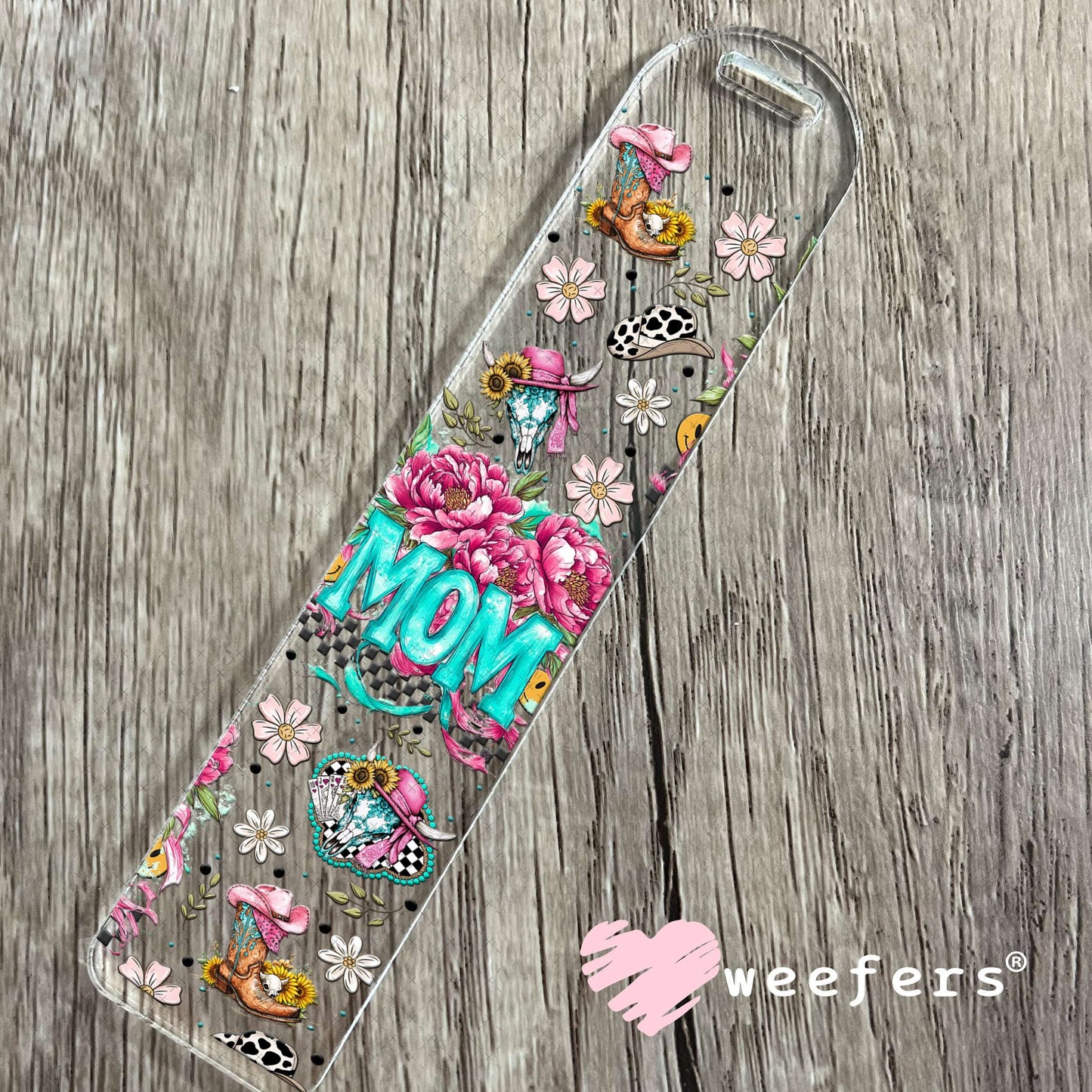 Mom Pink Flowers Western UV DTF Cup Wrap - Weefers Exclusive Wrap Bookmark Weefers