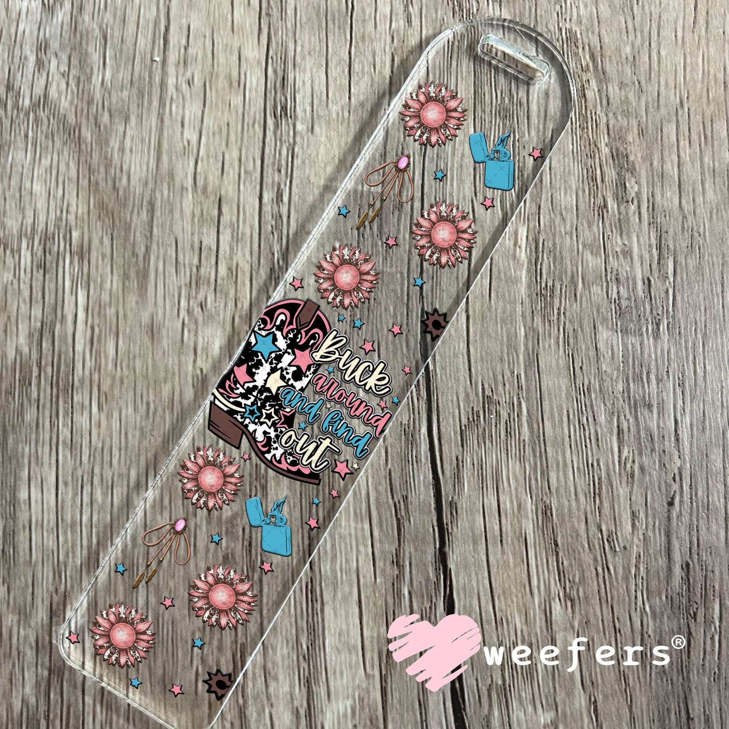 Buck around and Find Out Pink and Blue UV DTF Cup Wrap - Weefers Exclusive Wrap Bookmark Weefers