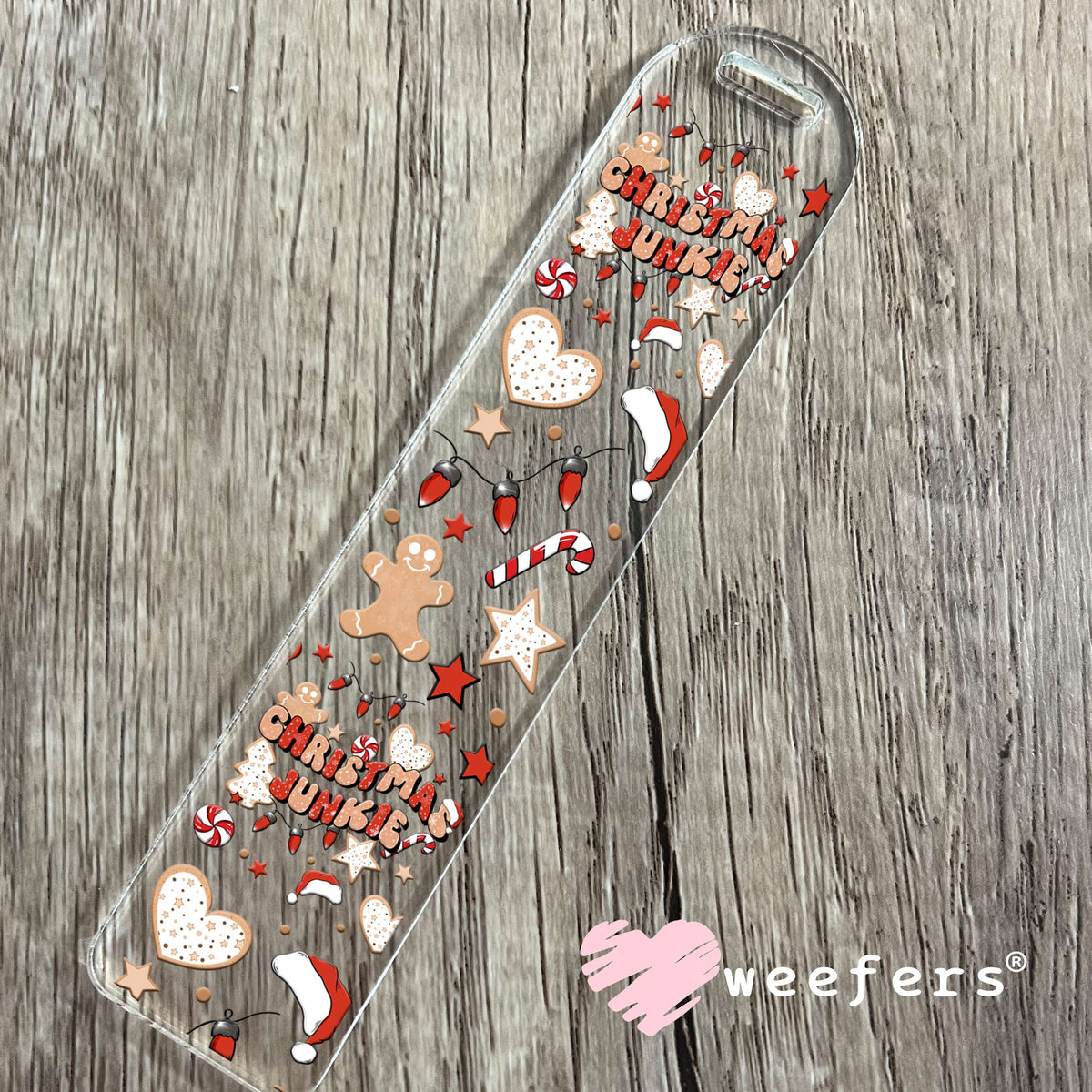 Christmas Junkie Watercolor UV DTF Cup Wrap Bookmark Weefers