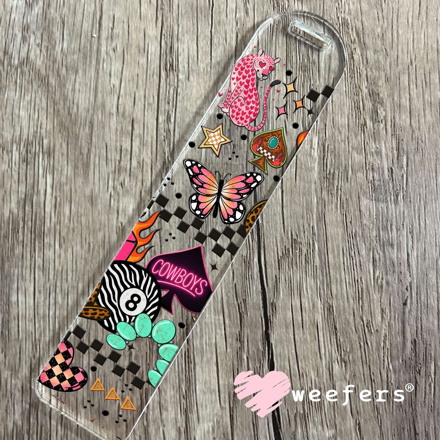 Neon Pink Cowboys UV DTF Cup Wrap - Weefers Exclusive Wrap Bookmark Weefers