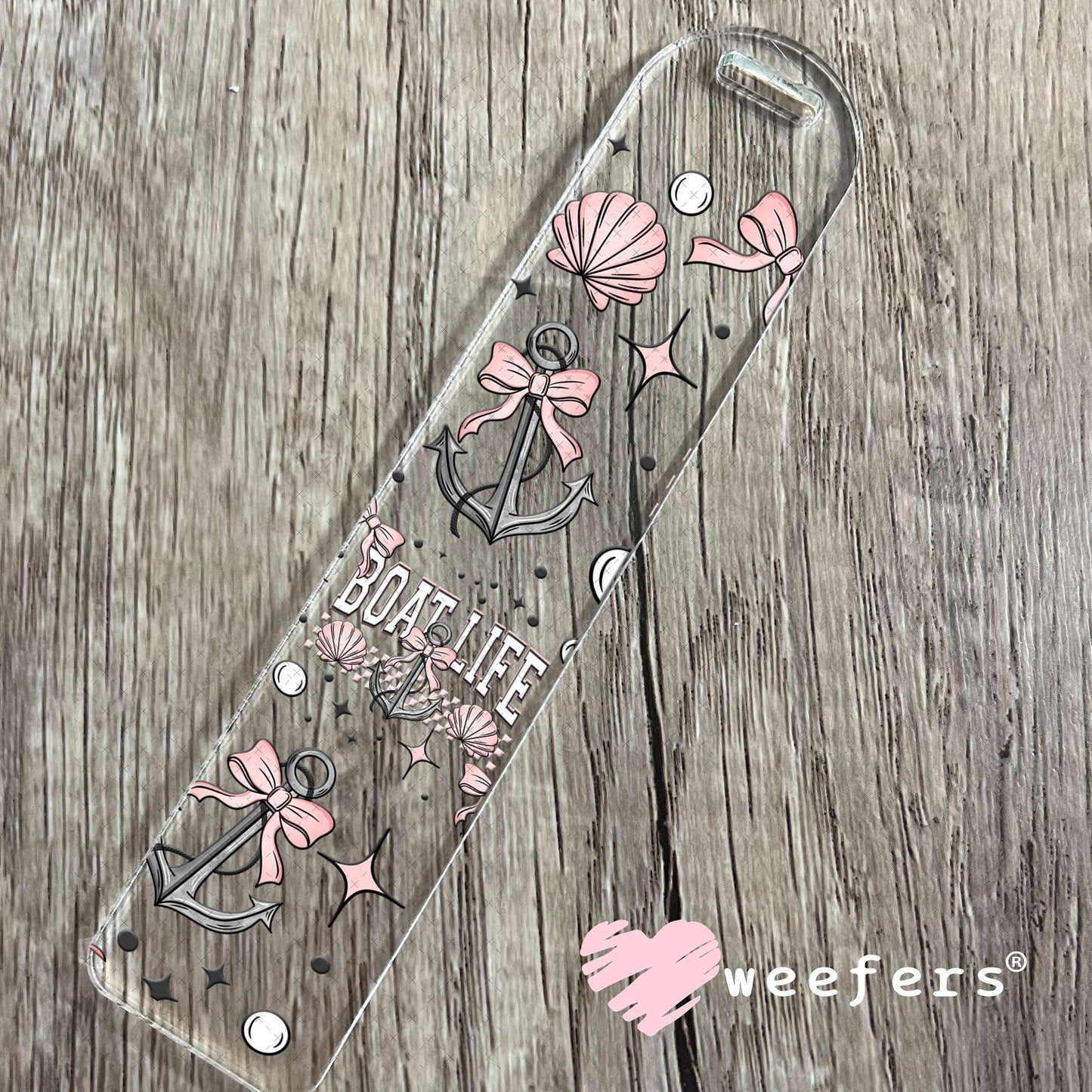 Pink Boat Life UV DTF Cup Wrap Bookmark Weefers