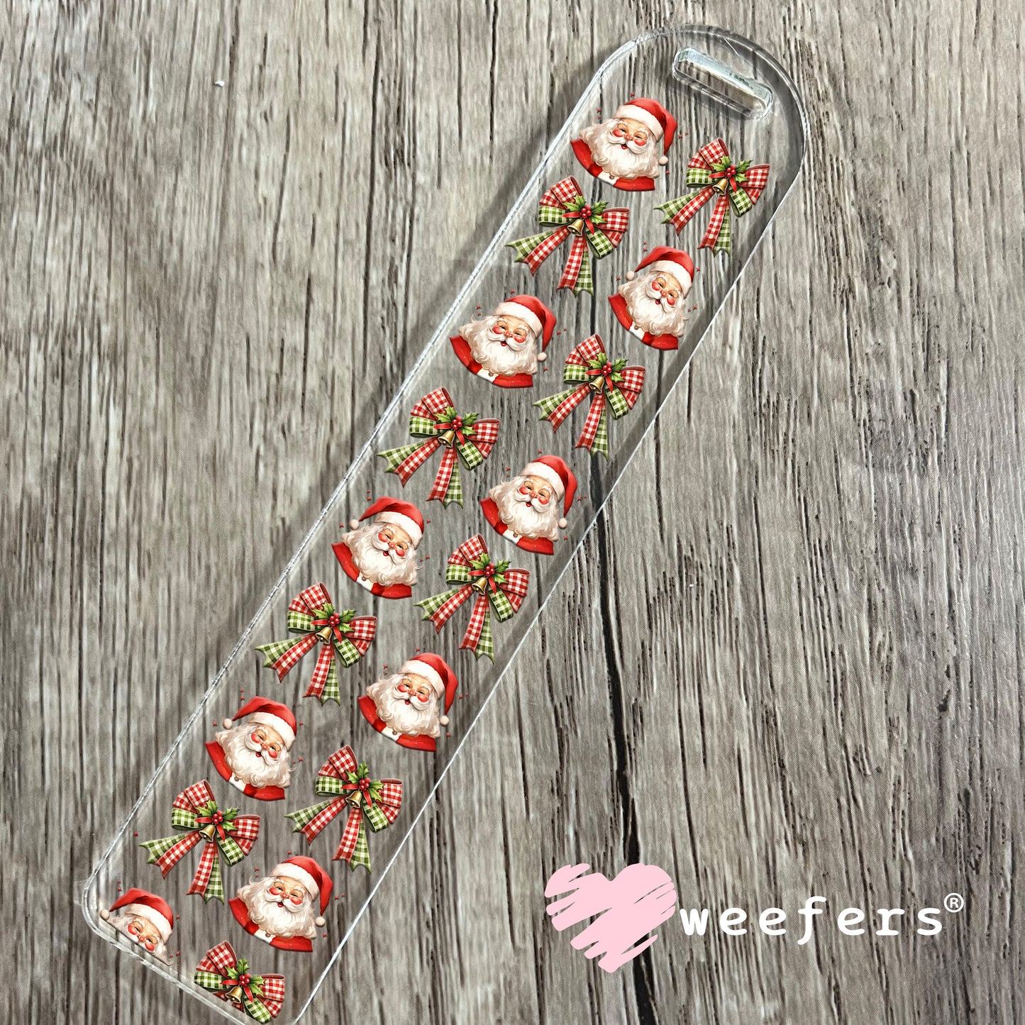 Coquette Santa and Plaid Bows Christmas UV DTF Cup Wrap Bookmark Weefers