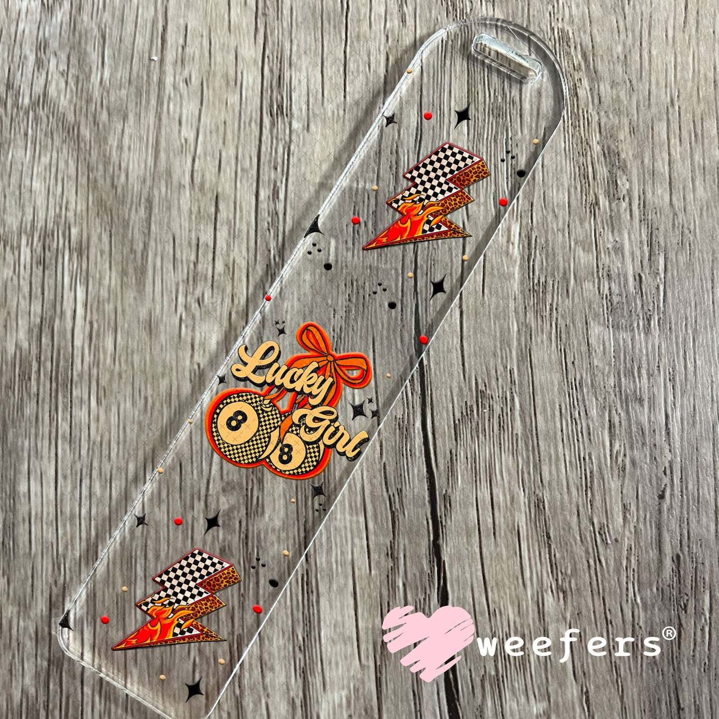Lucky Girl Lightening Bolt Eight Balls UV DTF Cup Wrap - Weefers Exclusive Wrap Bookmark Weefers