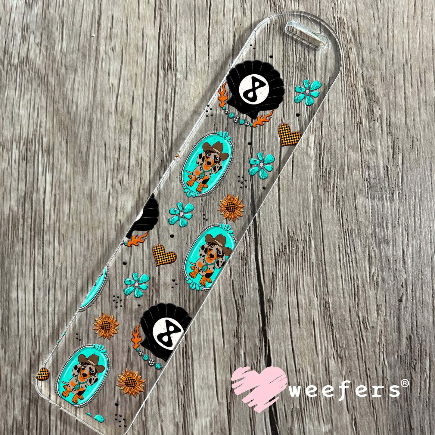 Western Dachshund and Shell Eight Balls UV DTF Cup Wrap - Weefers Exclusive Wrap Bookmark Weefers
