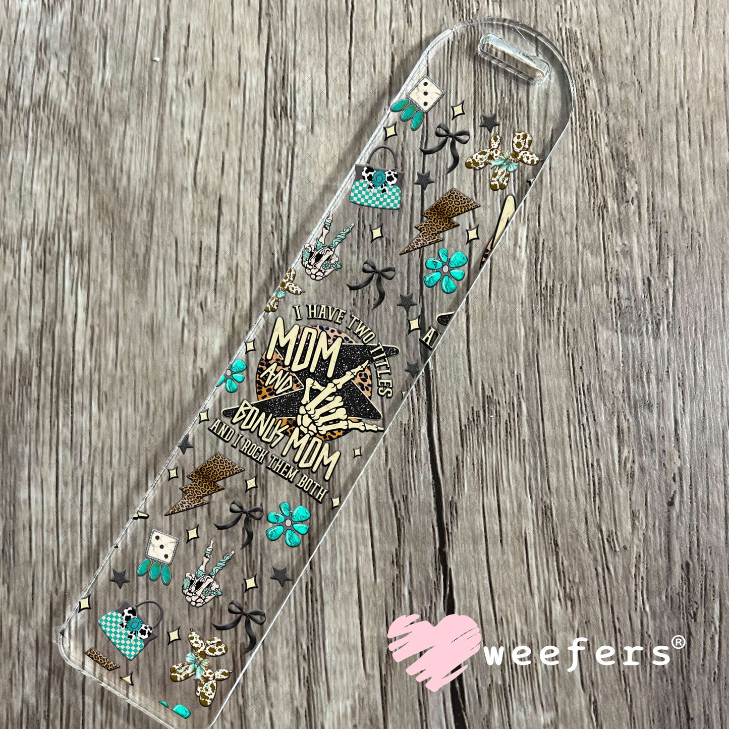 I have Two Titles Mom and Bonus Mom UV DTF Cup Wrap - Weefers® Exclusive Bookmark Weefers