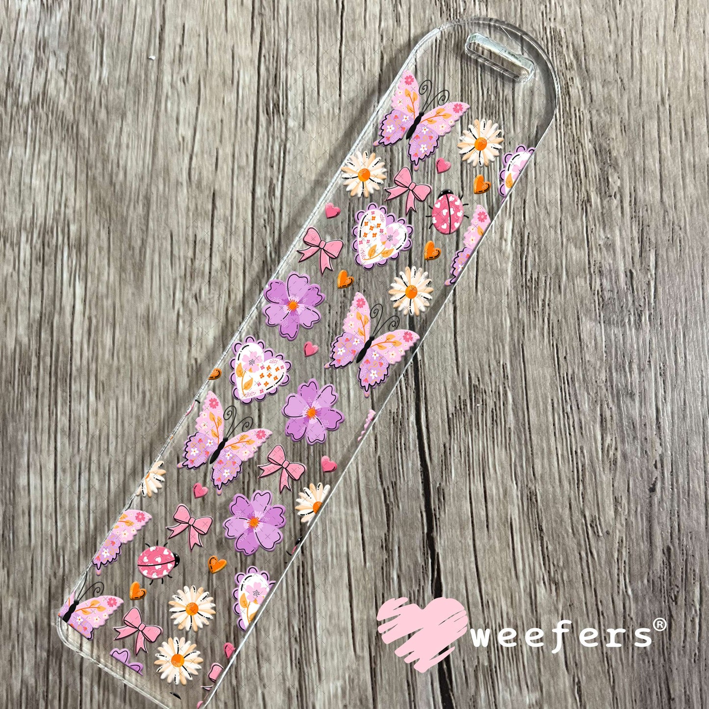 Purple Butterflies and Cream Flowers UV DTF Cup Wrap Bookmark Weefers