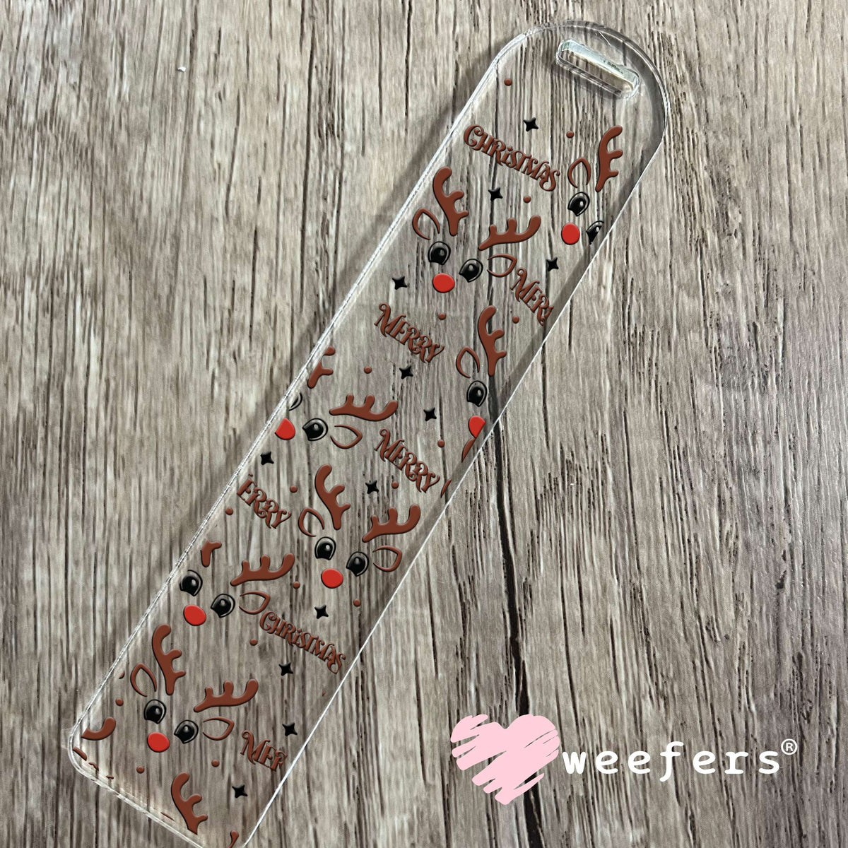 Christmas Reindeer Faces UV DTF Cup Wrap Bookmark Weefers