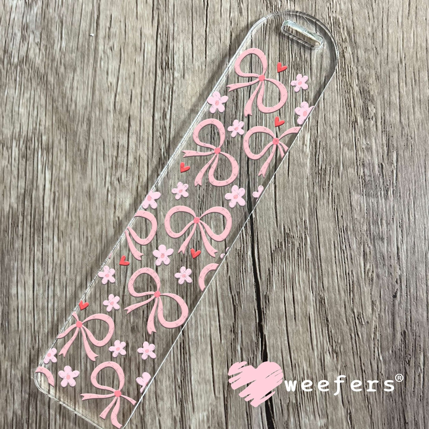 Pink Bows and Light Pink Flowers UV DTF Cup Wrap Bookmark Weefers