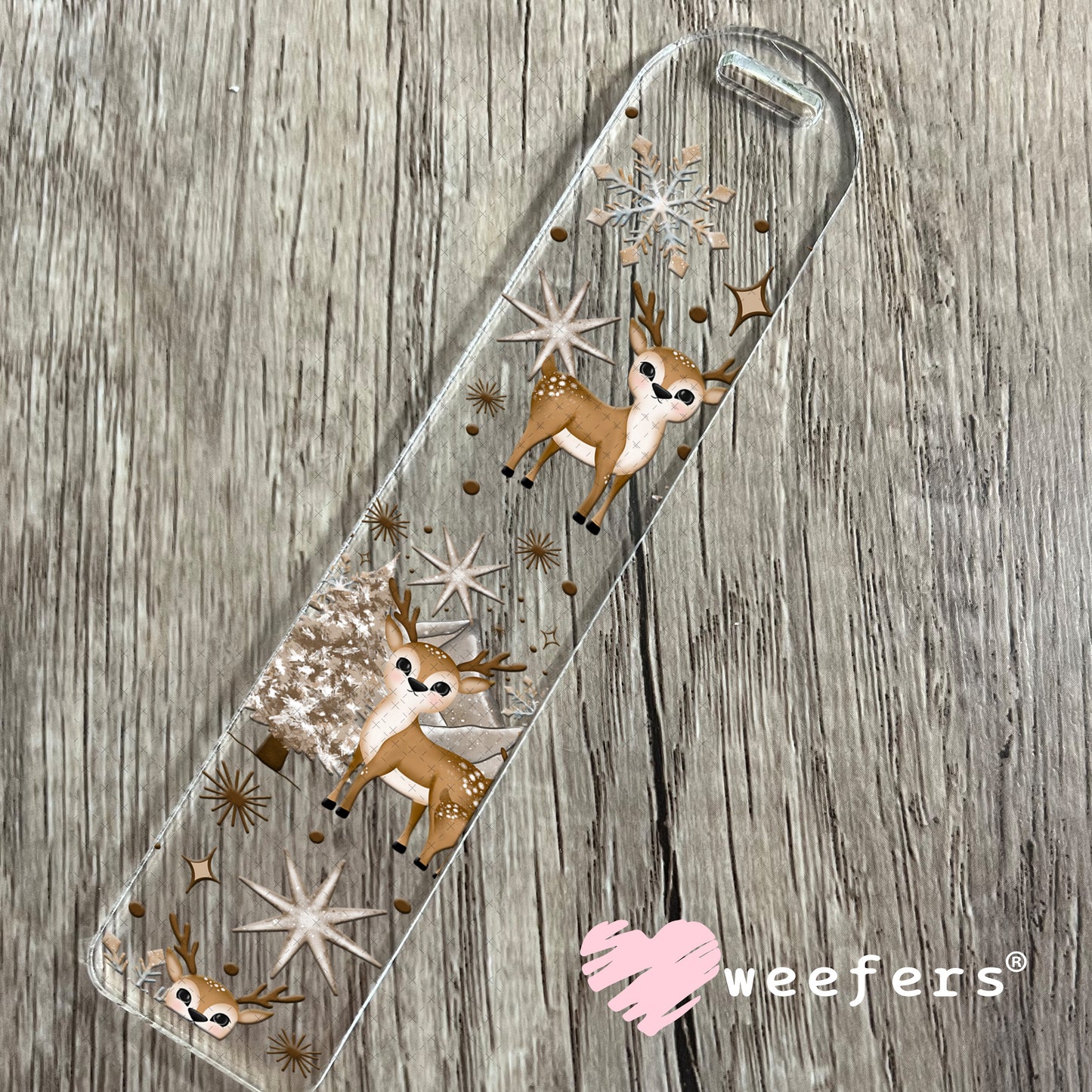 Brown Reindeer Christmas UV DTF Cup Wrap Bookmark Weefers