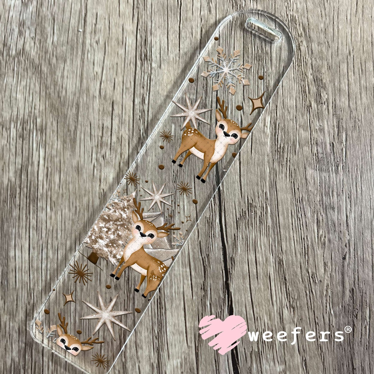 Brown Reindeer Christmas UV DTF Cup Wrap Bookmark Weefers