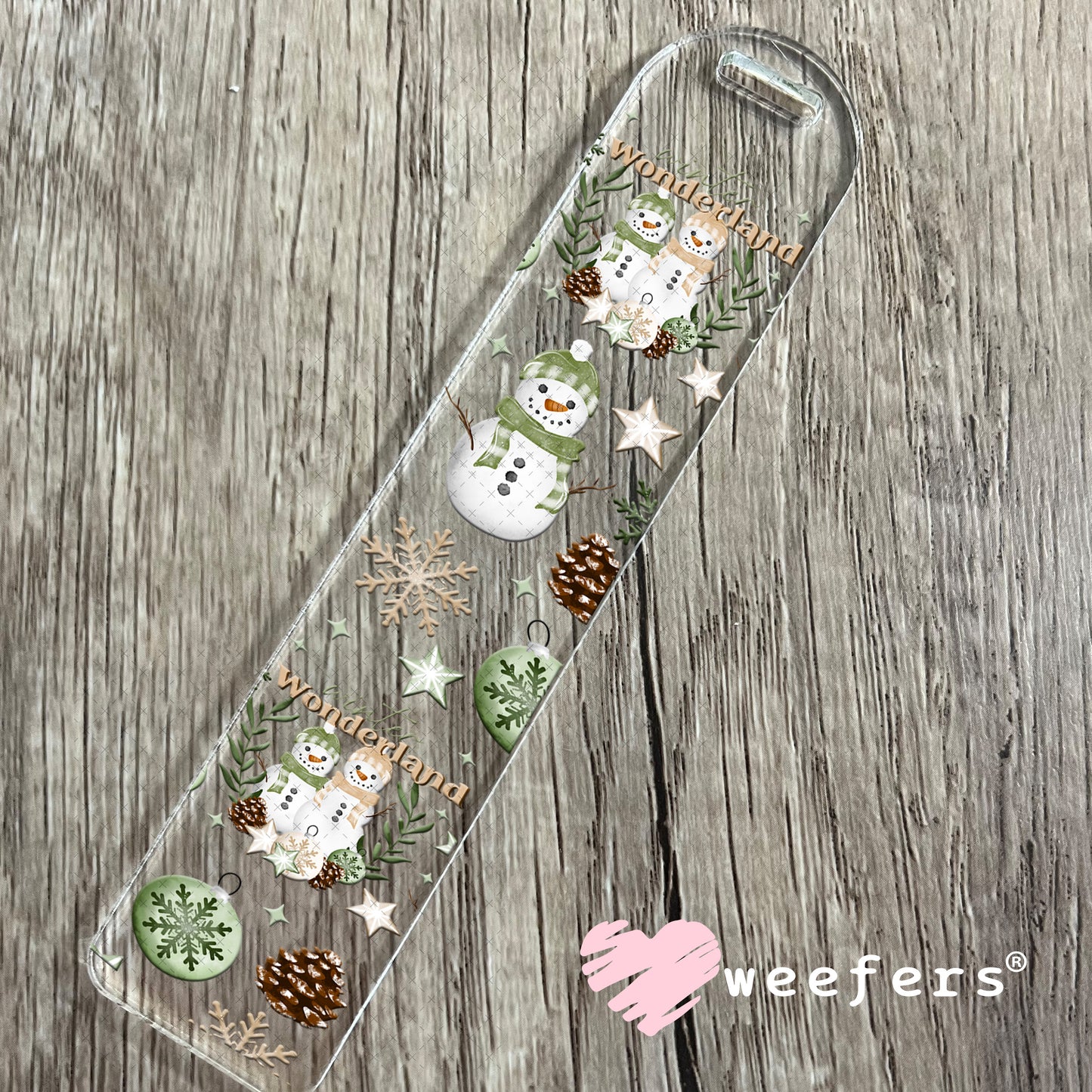 Wonderland Green Snowmen Christmas UV DTF Cup Wrap Bookmark Weefers