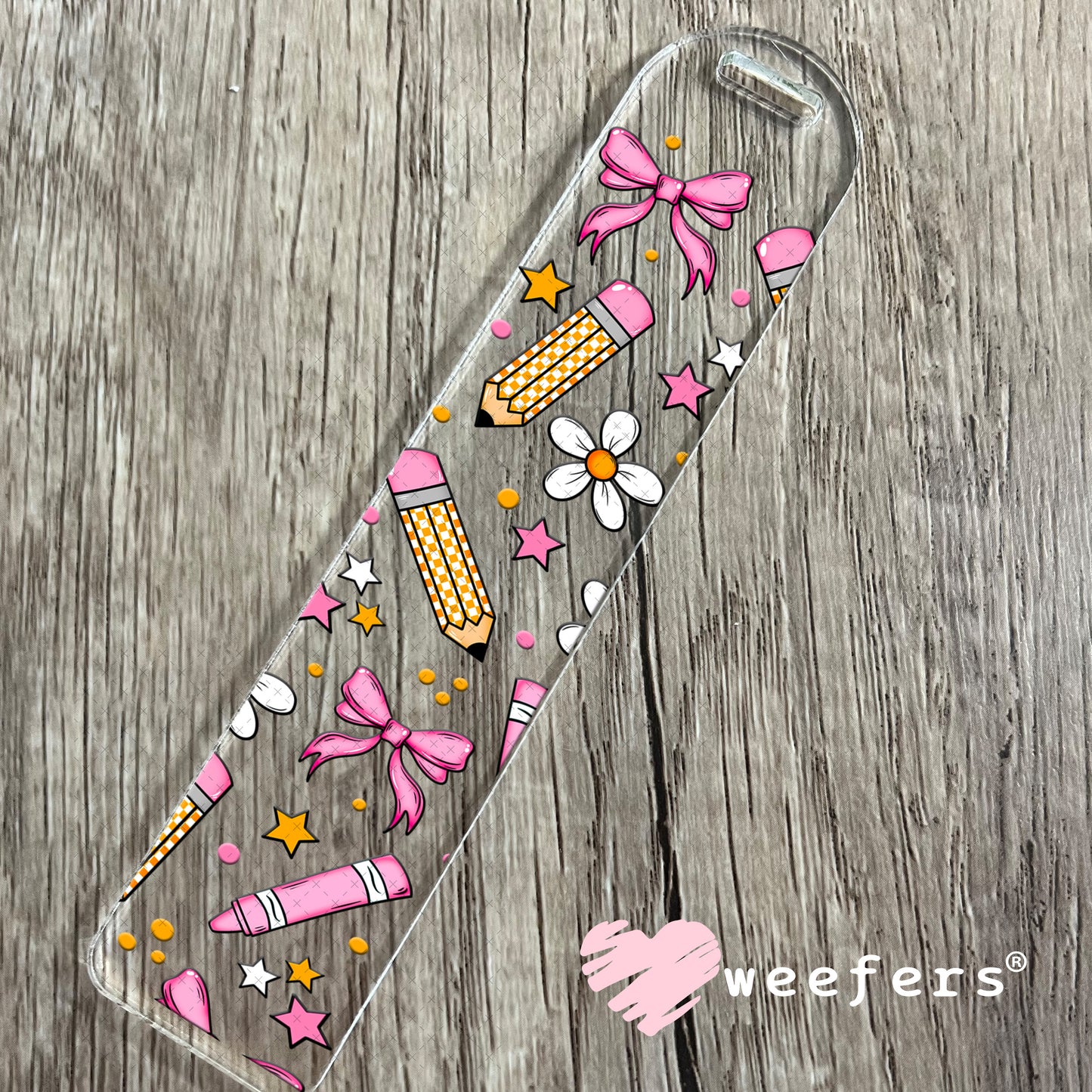 School Days Pencil and Pink Crayons UV DTF Cup Bookmark Weefers