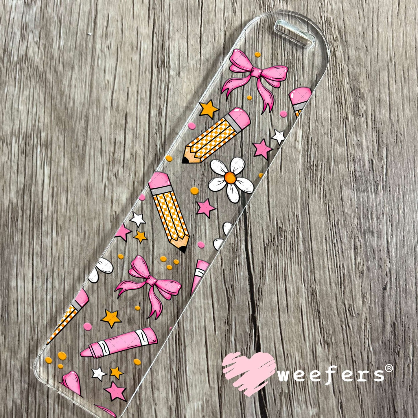 School Days Pencil and Pink Crayons UV DTF Cup Bookmark Weefers