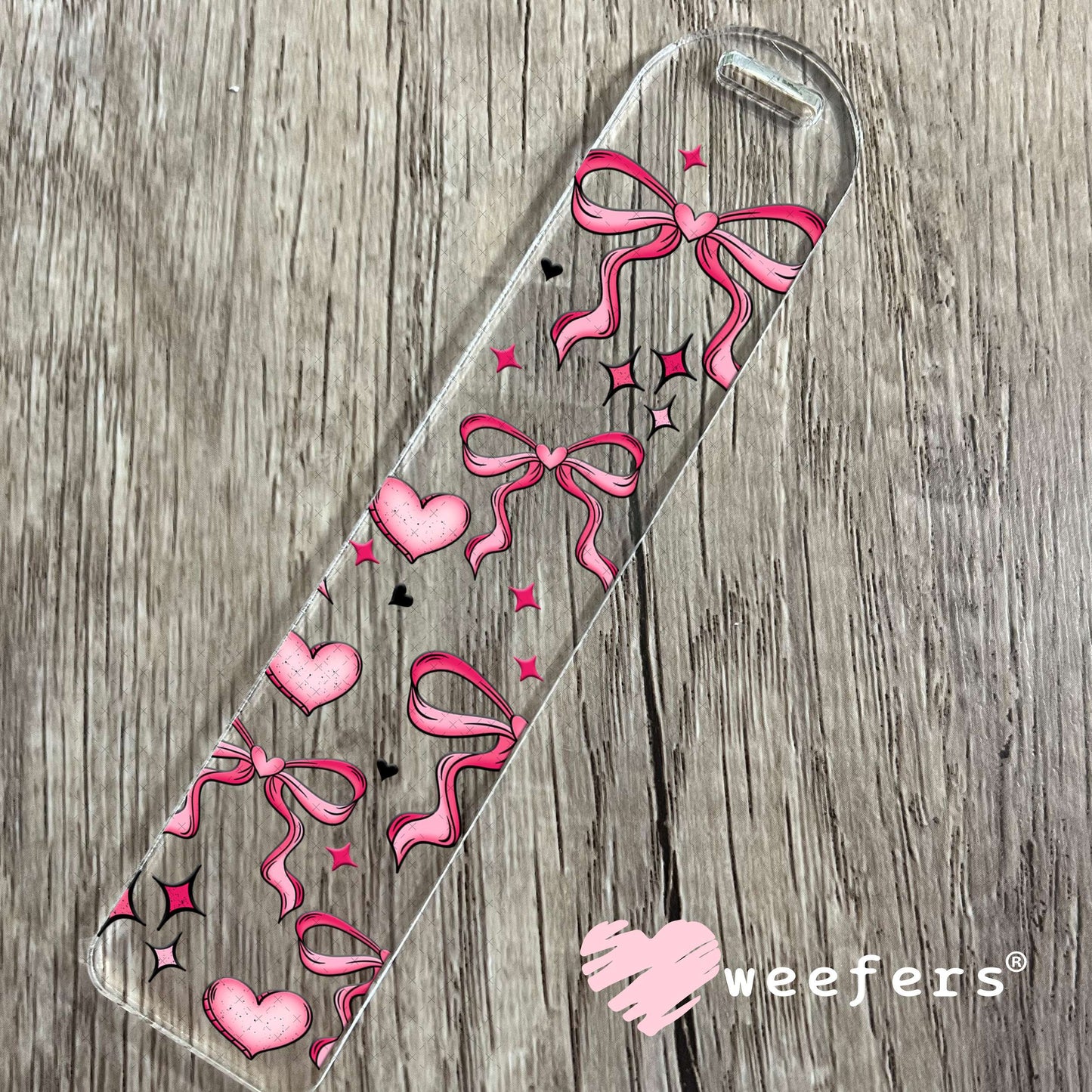 Pink Bows and Hearts UV DTF Cup Wrap Bookmark Weefers
