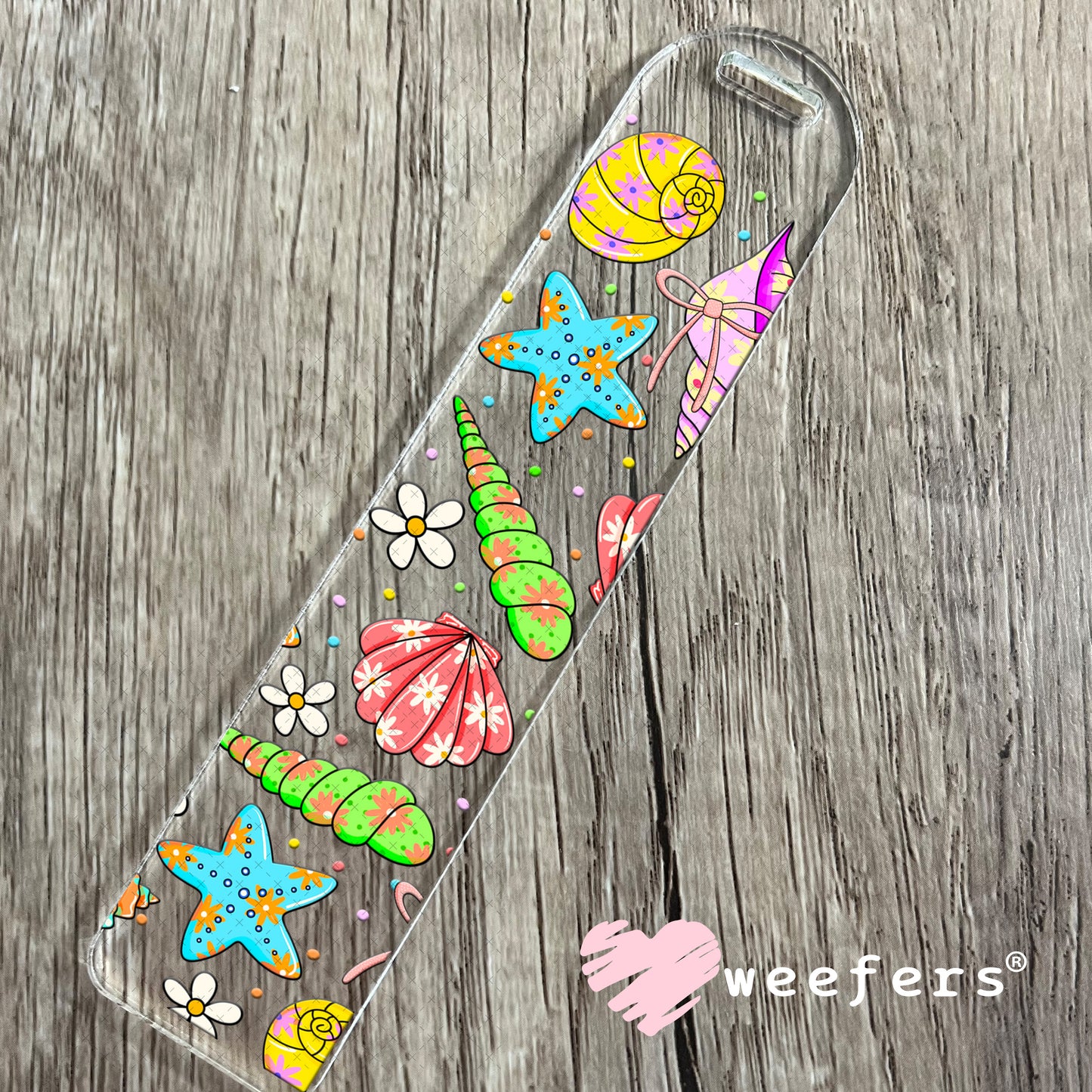 Purple and Green Seashells UV DTF Cup Wrap Bookmark Weefers