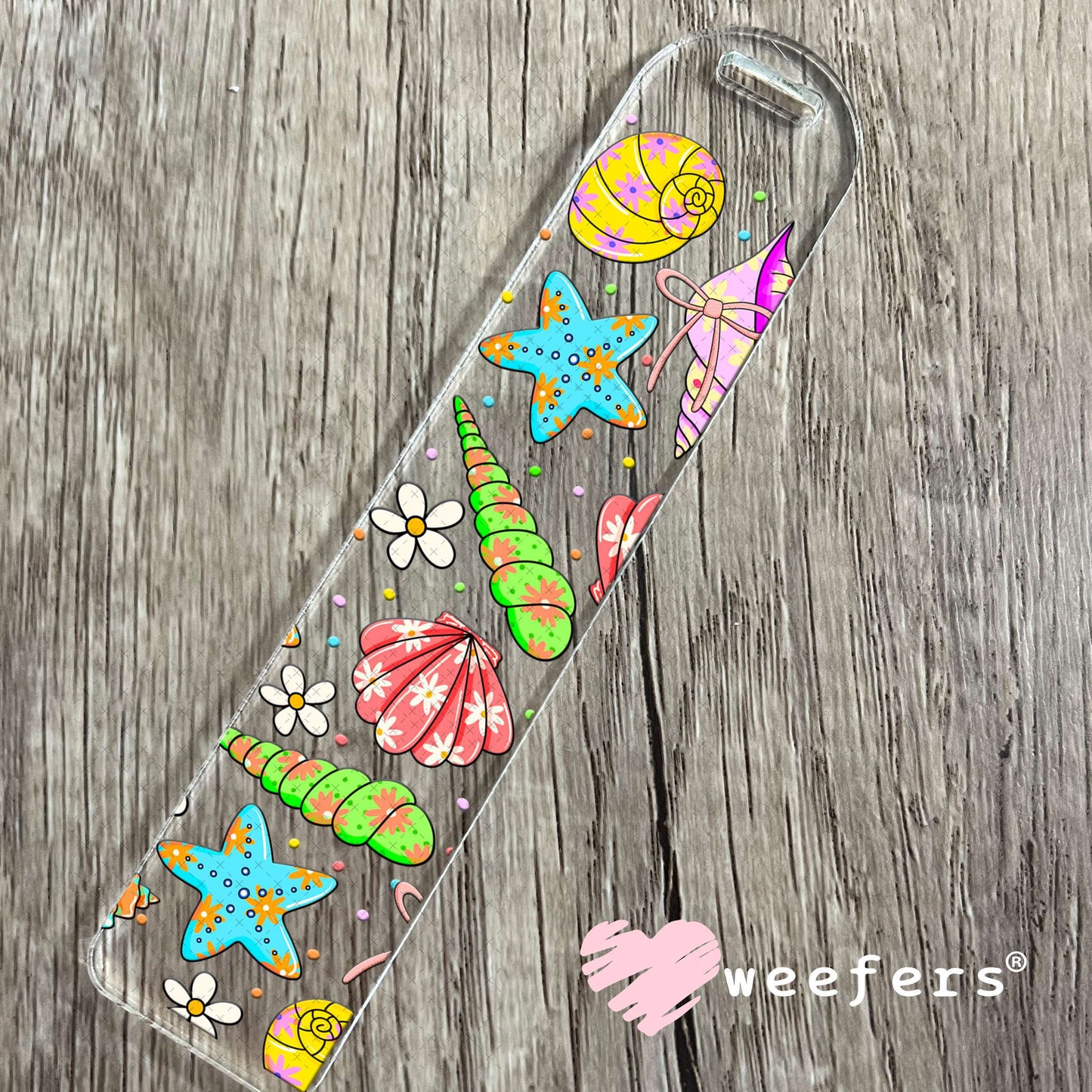 Purple and Green Seashells UV DTF Cup Wrap Bookmark Weefers
