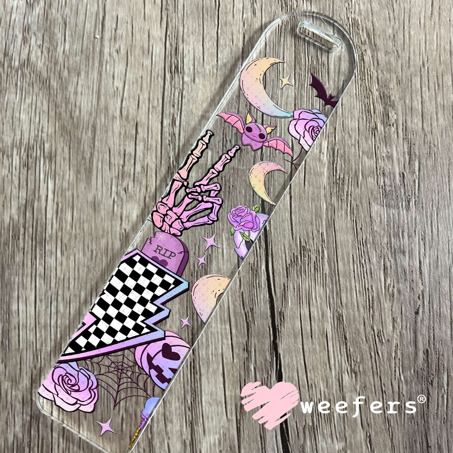 Purple Skulls and Pumpkins Halloween UV DTF Cup Wrap Bookmark Weefers