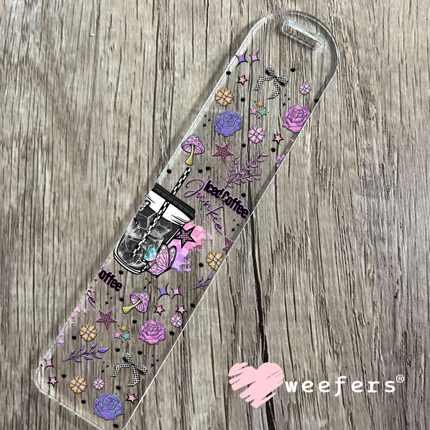 Iced Coffee Junkie UV DTF Cup Wrap - Weefers Exclusive Wrap Bookmark Weefers