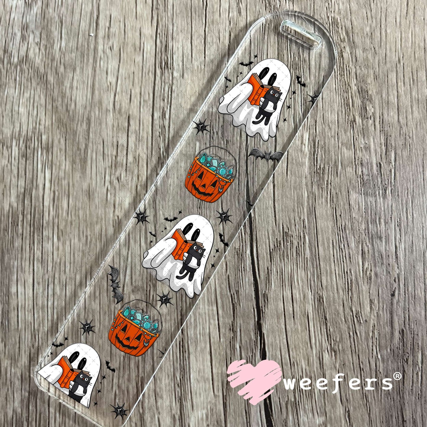 Ghost Books Cats Halloween UV DTF Cup Wrap - Weefers Exclusive Wrap Bookmark Weefers