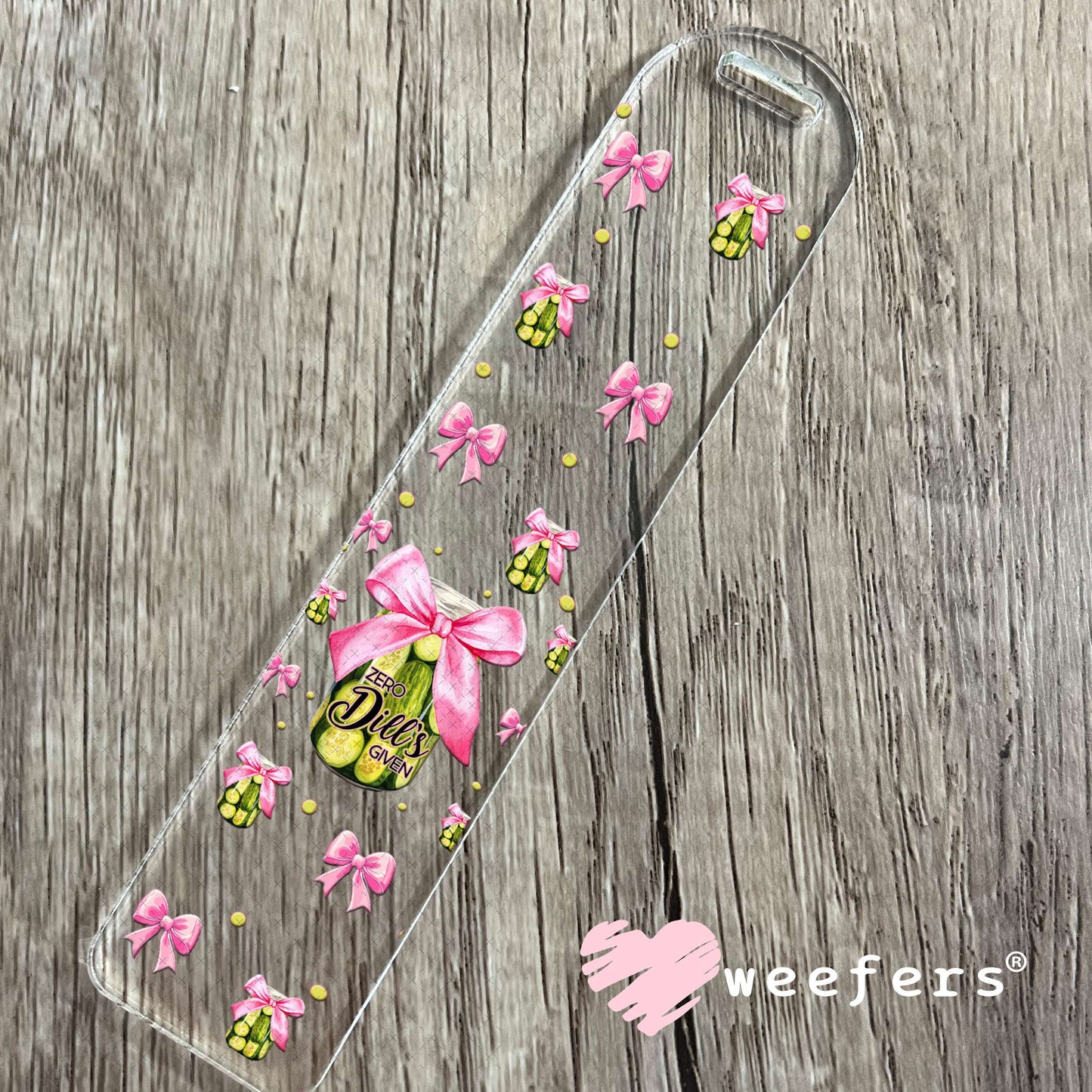 Zero Dill's Given Pickles Pink Coquette Bows UV DTF Cup Wrap - Weefers® Exclusive Bookmark Weefers