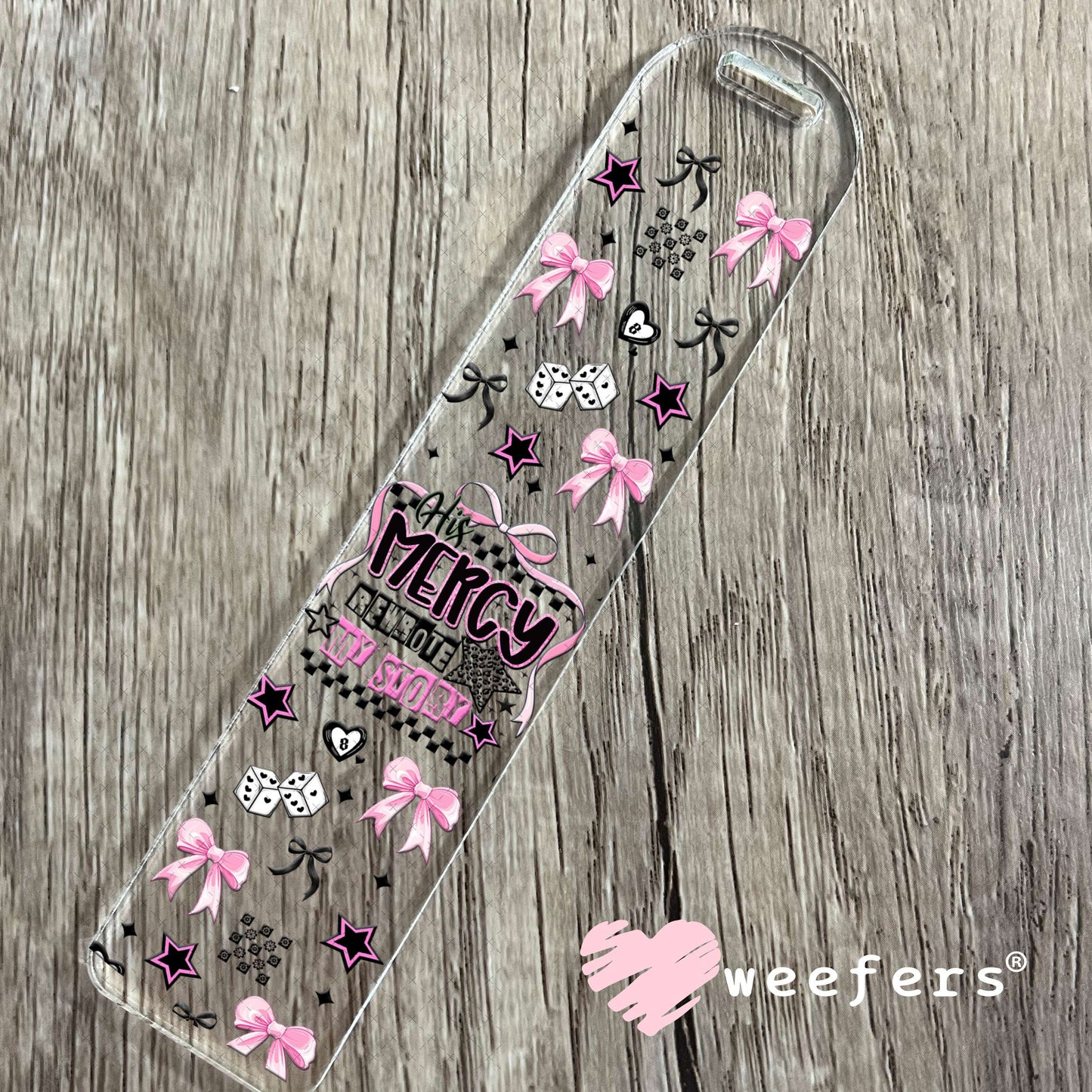 His Mercy Rewrote My Story UV DTF Cup Wrap - Weefers Exclusive Wrap Bookmark Weefers