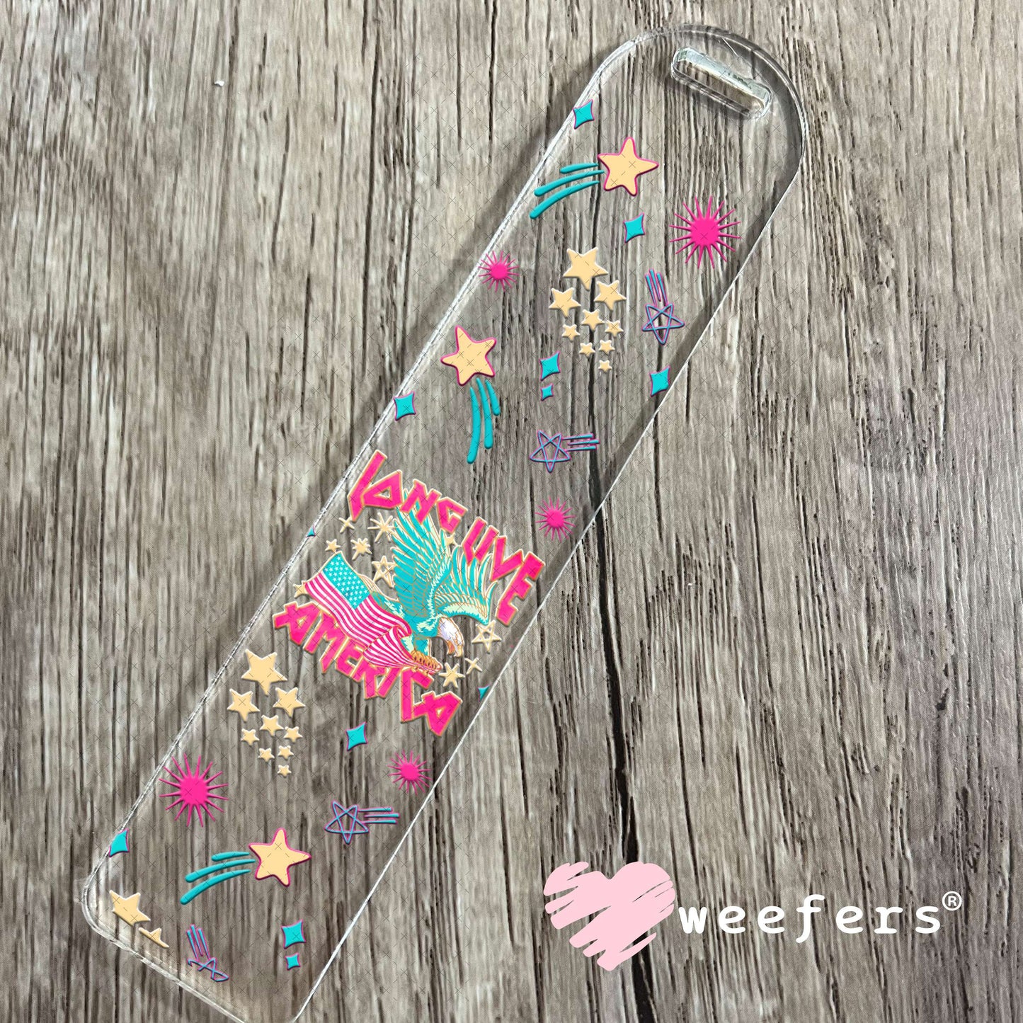 Long Live America Pink and Teal UV DTF Cup Wrap - Weefers Exclusive Wrap Bookmark Weefers