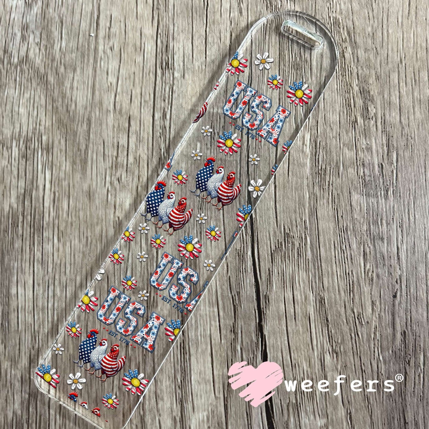 USA Patriotic Chickens UV DTF Cup Wrap - Weefers Exclusive Wrap Bookmark Weefers