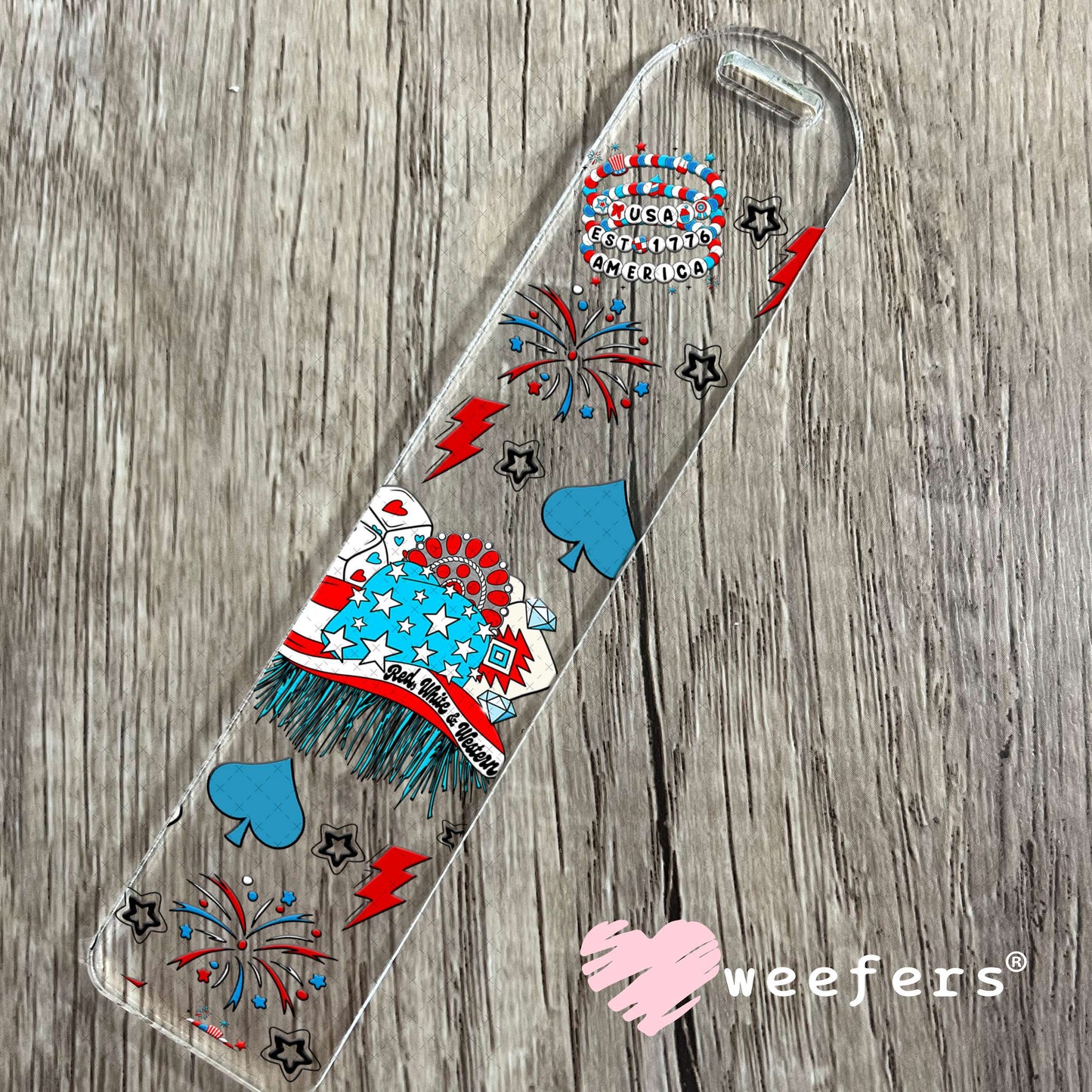 Red White Western UV DTF Cup Wrap - Weefers Exclusive Wrap Bookmark Weefers