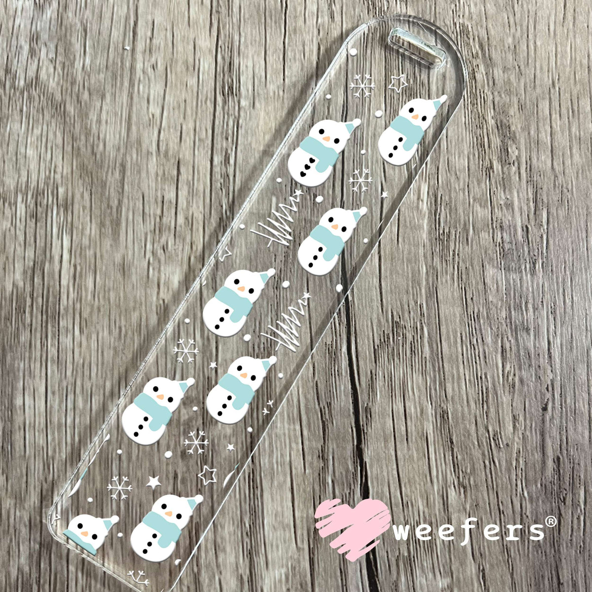 Blue and White Snowmen UV DTF Cup Wrap Bookmark Weefers