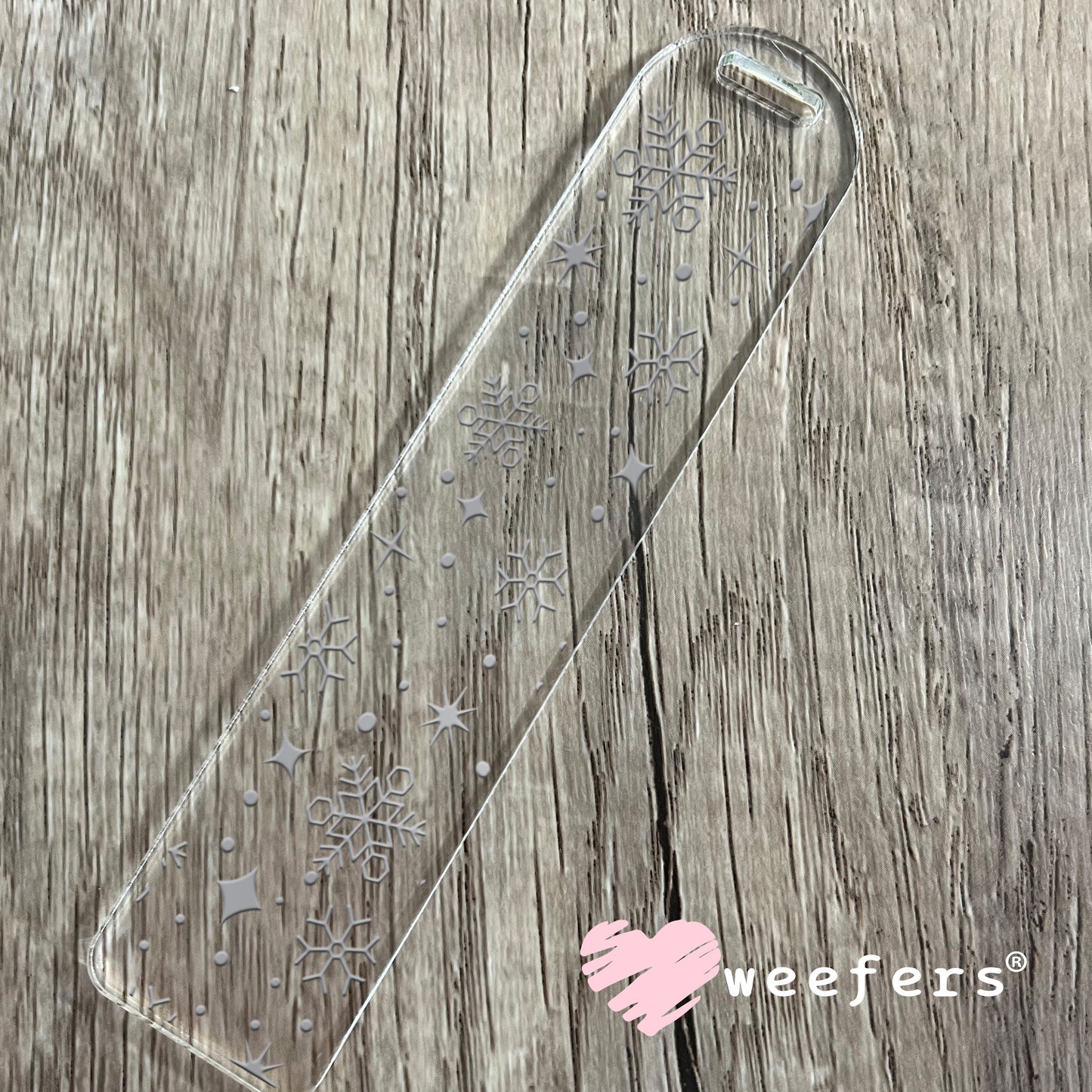 Grey Snowflakes UV DTF Cup Wrap Bookmark Weefers