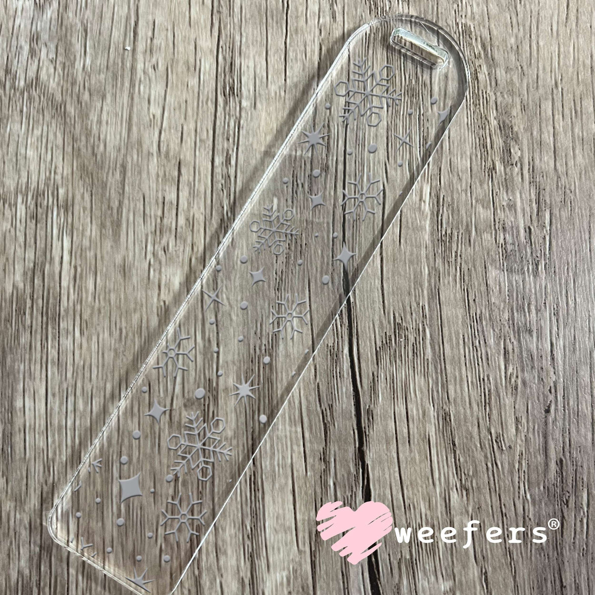 Grey Snowflakes UV DTF Cup Wrap Bookmark Weefers