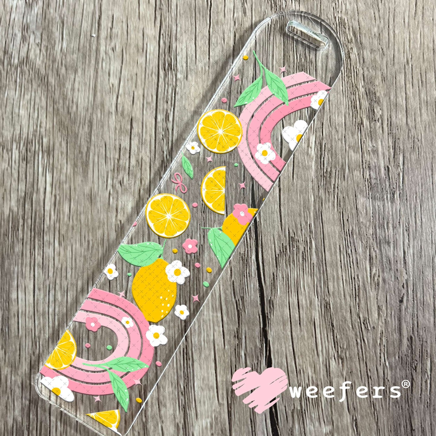 Lemon Pink Abstract Wave UV DTF Cup Wrap Bookmark Weefers