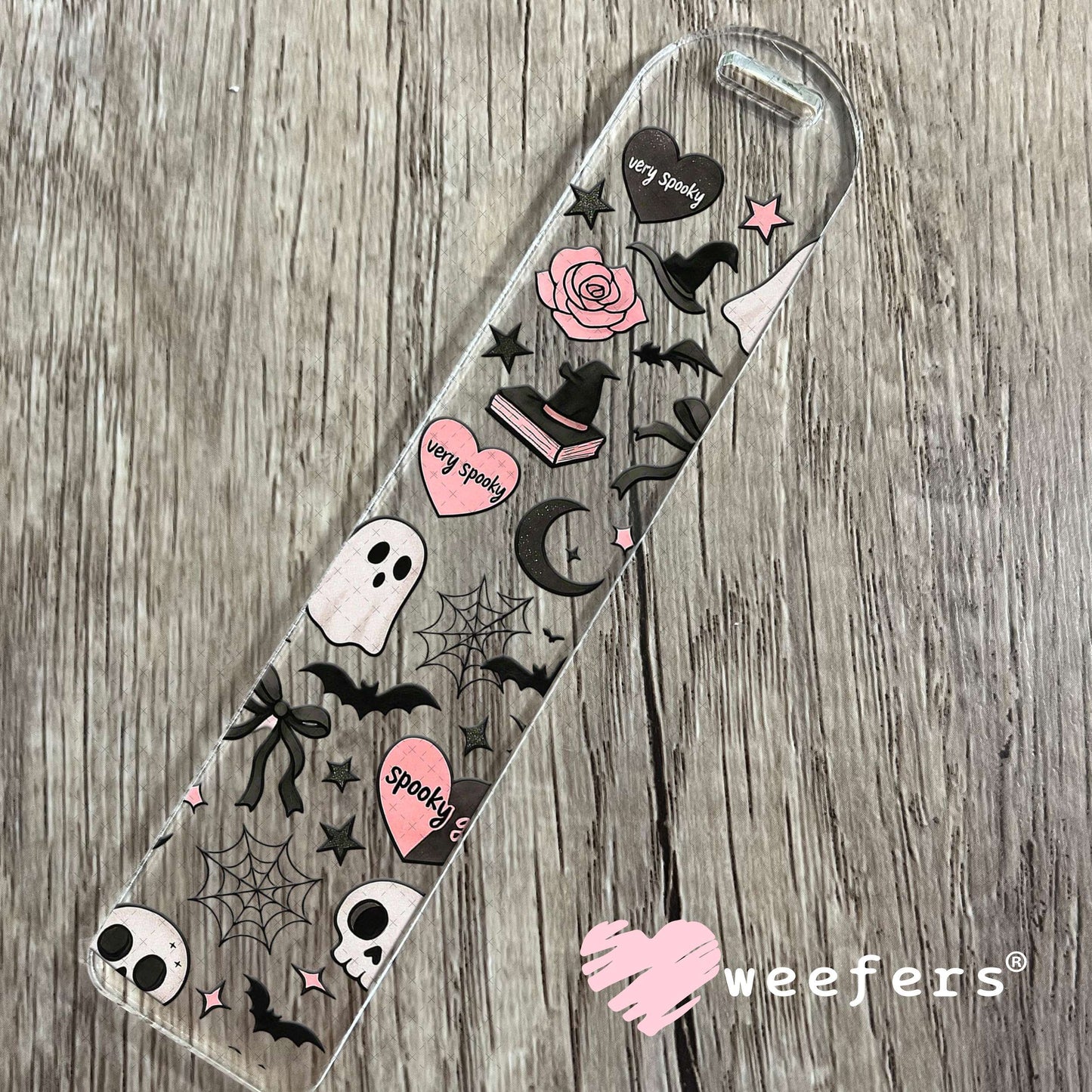 Pink and Black Ghost and UV DTF Cup Wrap Bookmark Weefers
